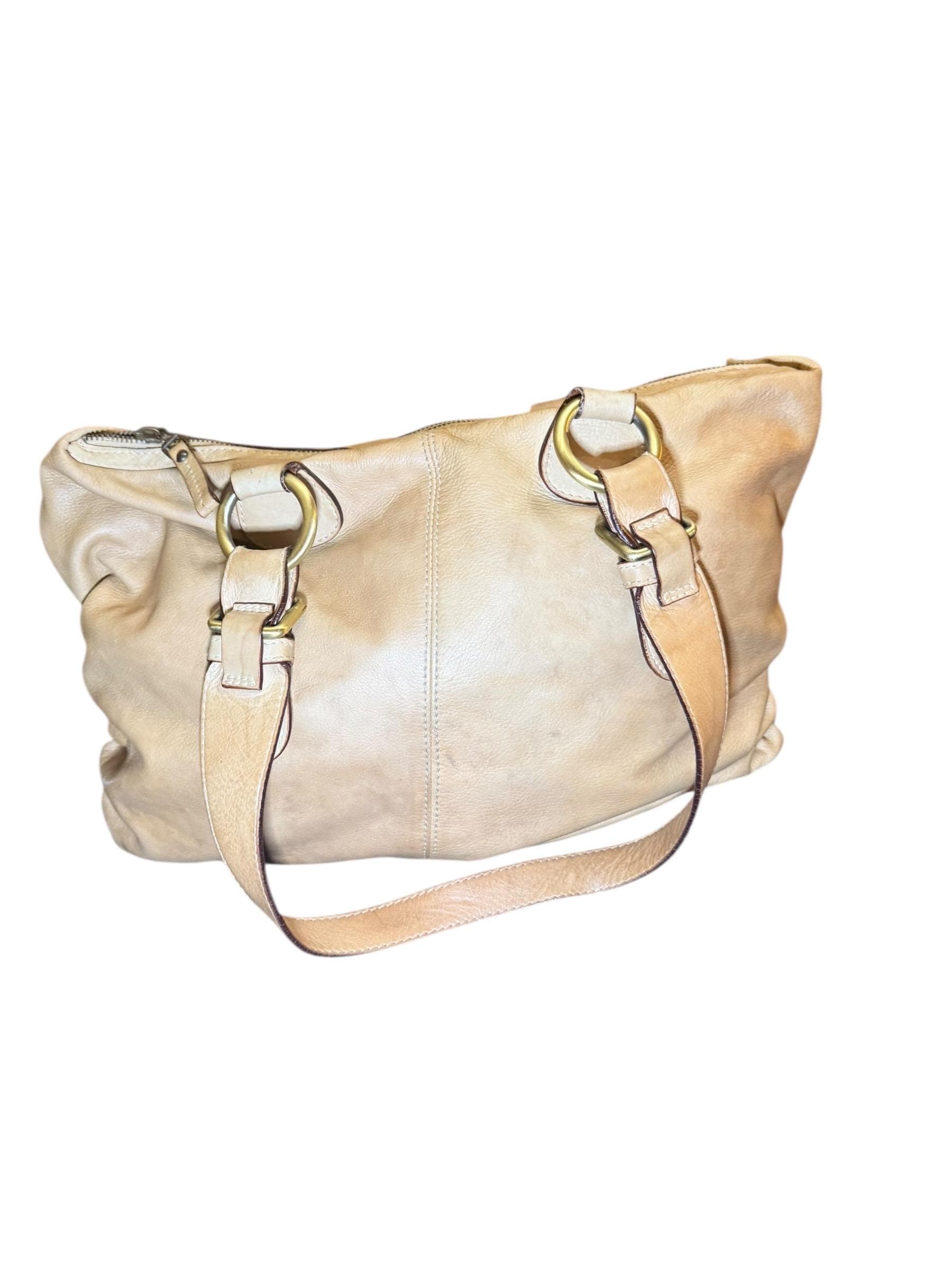 Nuove Dive Italian Leather Handbag Y2K Beige Shoulder Purse Made in Italy - Image 1