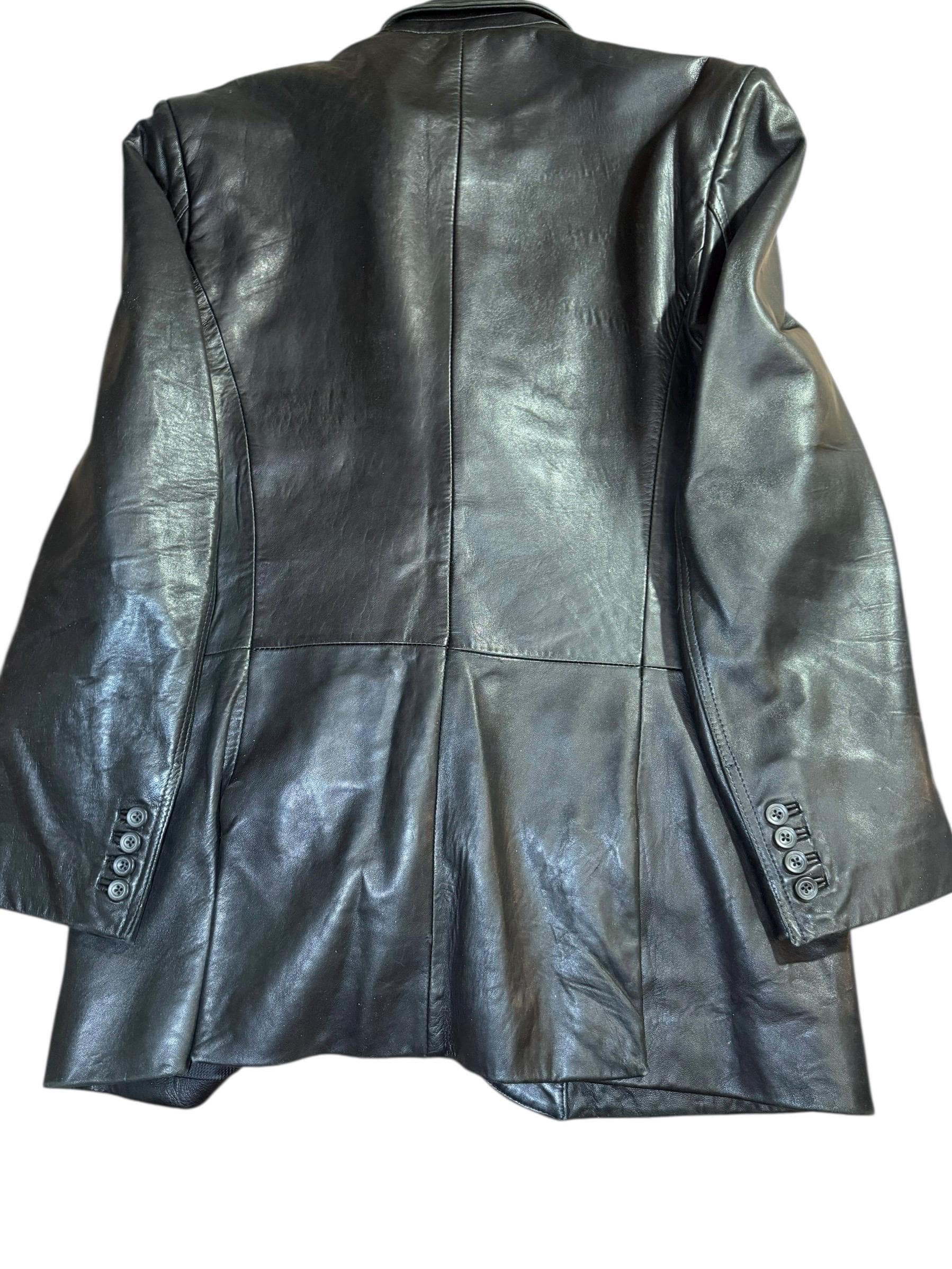 Claiborne Black Lamb Leather Blazer Men’s 42R Leather Sport Coat - Thumbnail 2