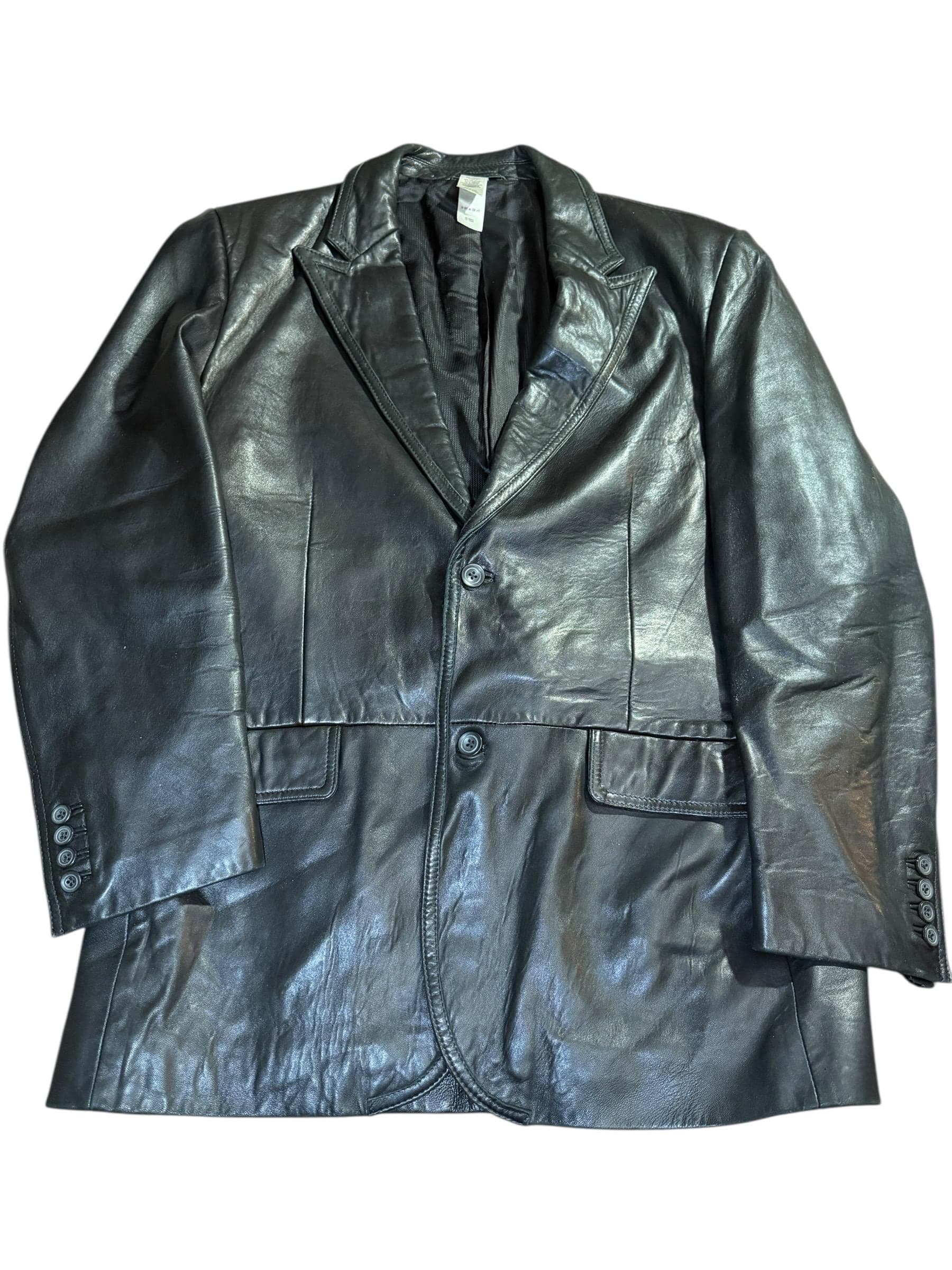 Claiborne Black Lamb Leather Blazer Men’s 42R Leather Sport Coat - Image 1