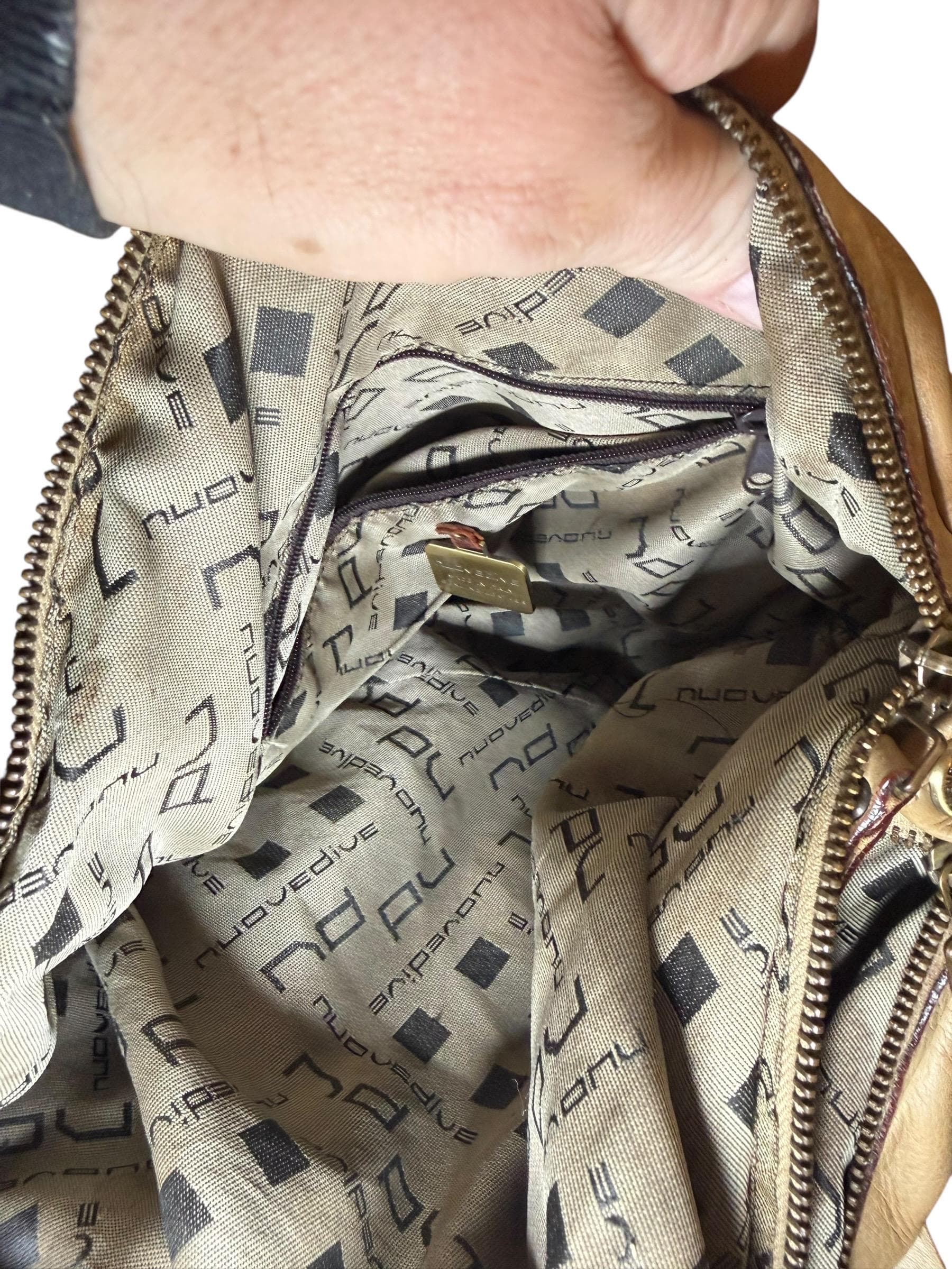 Nuove Dive Italian Leather Handbag Y2K Beige Shoulder Purse Made in Italy - Thumbnail 6