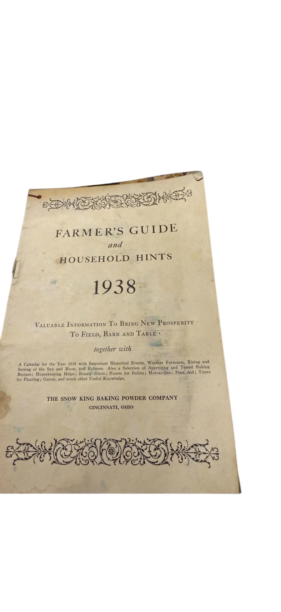 1938 Farmer’s Guide & Household Hints Snow King Baking Powder Co. Cincinnati OH - Thumbnail 3