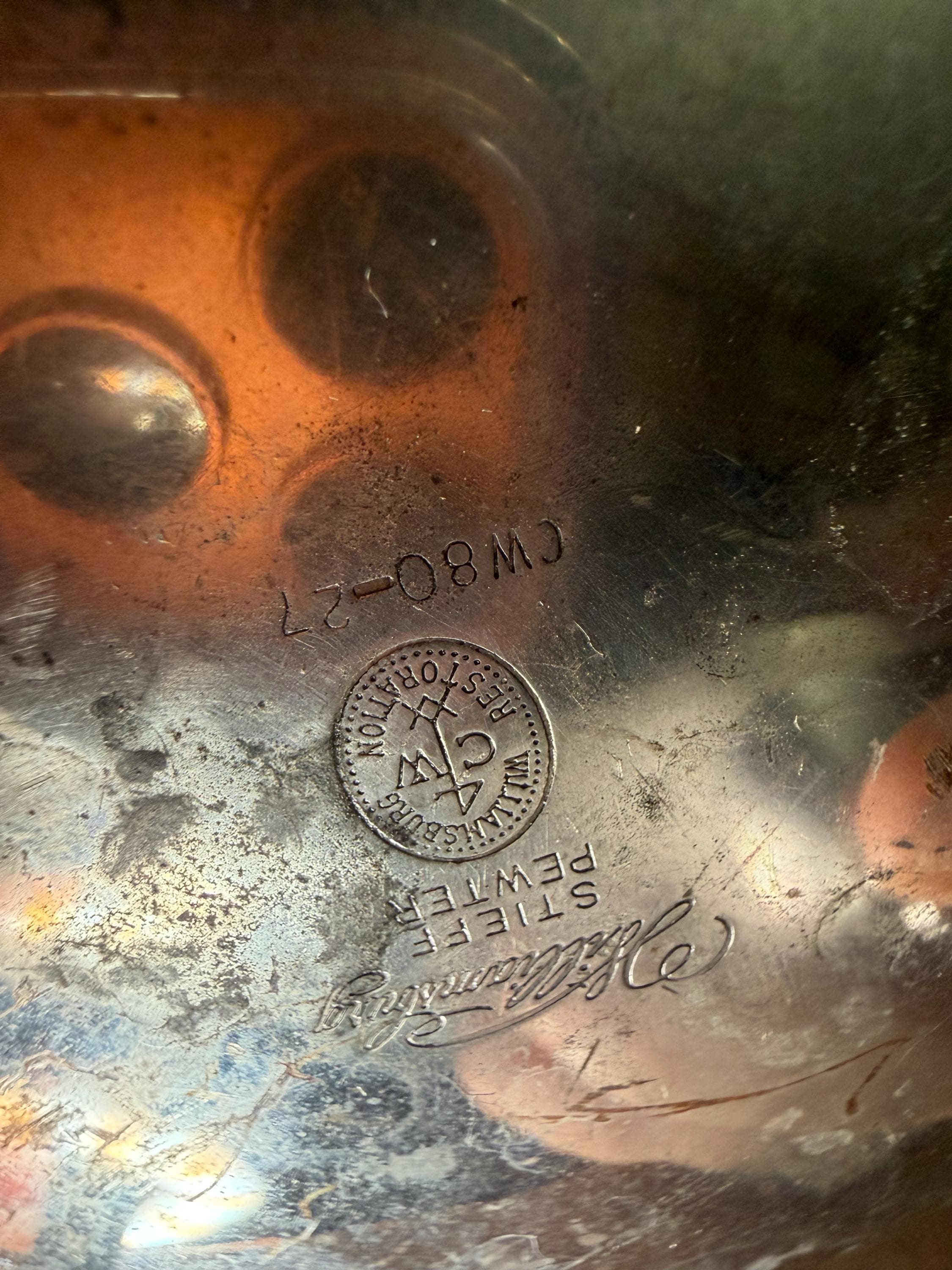 Vintage Wilton Armetale Pewter Coffee Tea Pot Wooden Handle Footed USA - Thumbnail 7