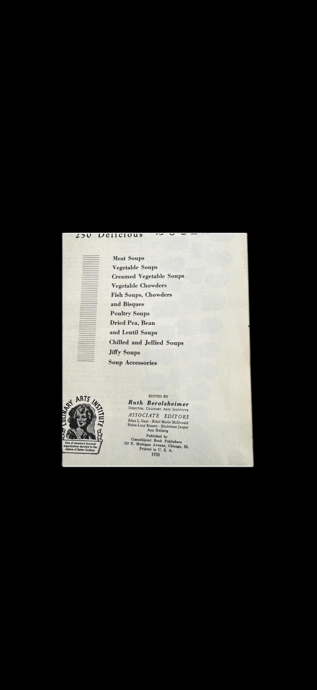 Vintage 1950 250 Delicious Soup Recipes Cookbook Culinary Arts Institute - Thumbnail 5