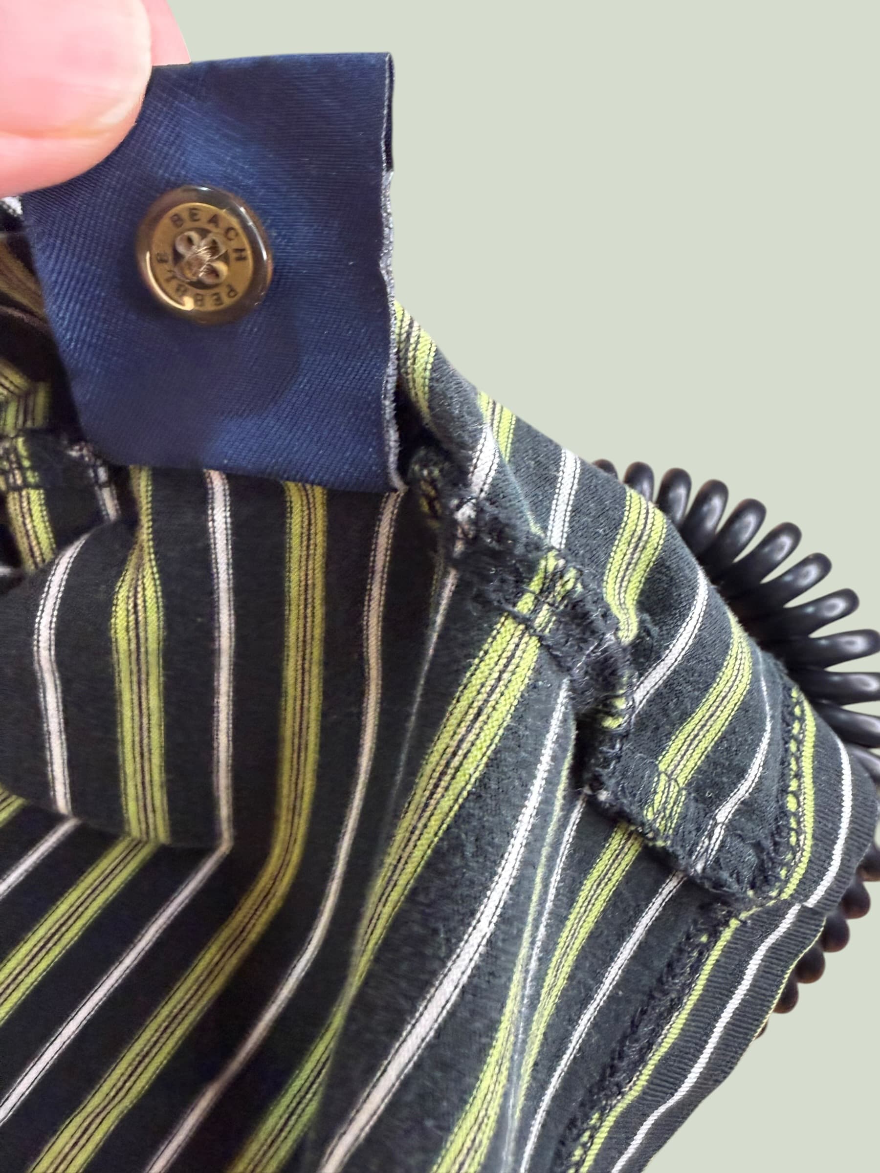 Pebble Beach Men’s Golf Polo – Green/Black Stripes – Classic Fit - Thumbnail 5