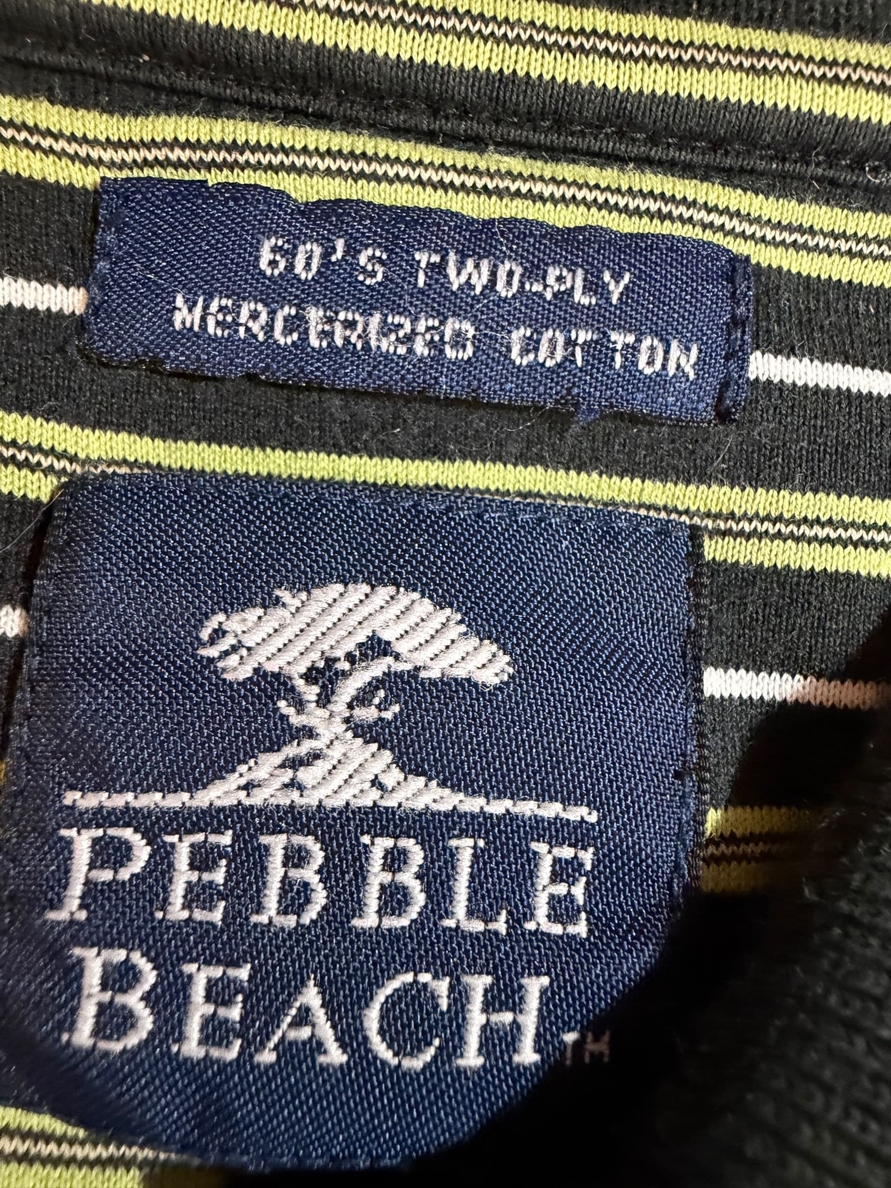 Pebble Beach Men’s Golf Polo – Green/Black Stripes – Classic Fit - Thumbnail 3