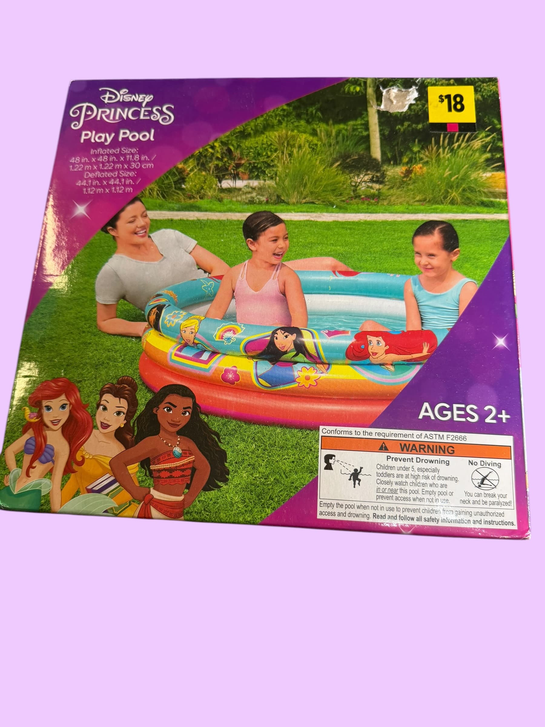 Disney Princess Inflatable Play Pool Bestway 48in Kids Toddler Summer Outdoor - Image 1