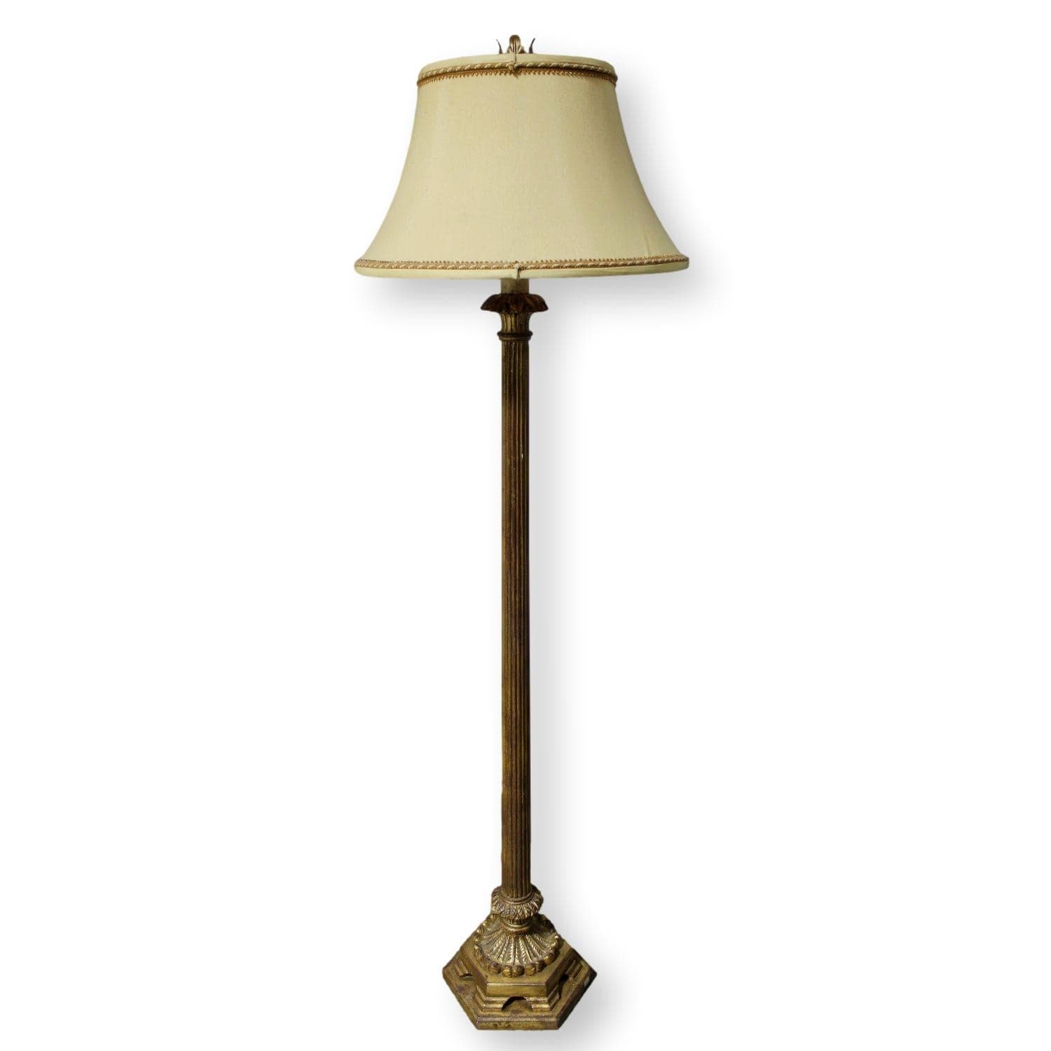 Gold Reeded Floor Lamp - Image 1
