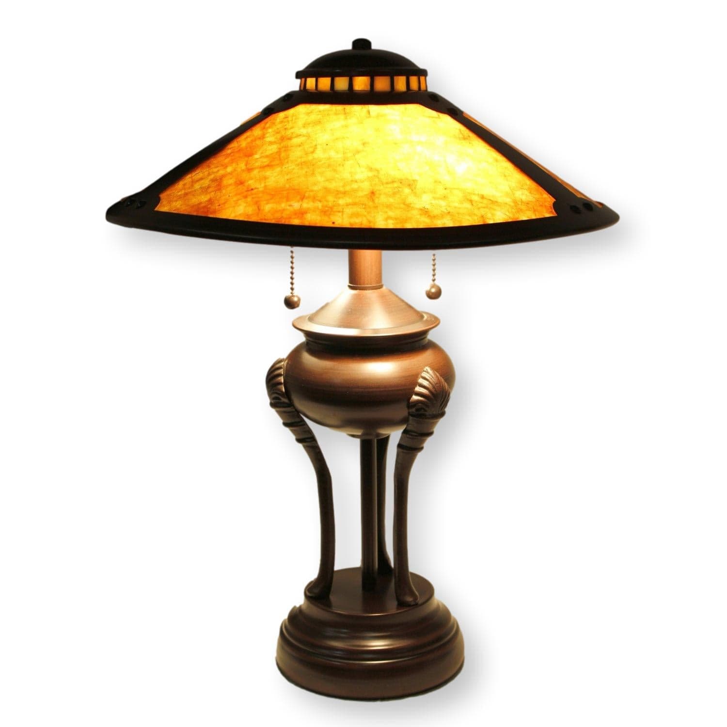Bronzetone Lamp w/Mica Shade - Thumbnail 2