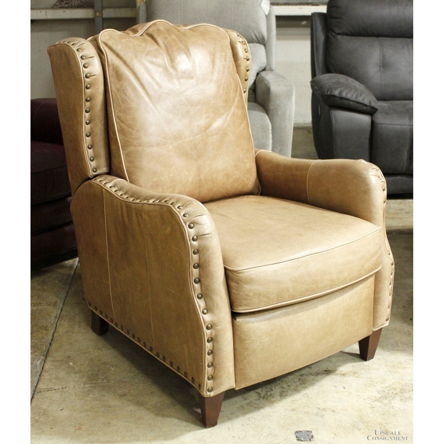 Bradington Young Tan Leather Recliner - Tan - Thumbnail 3