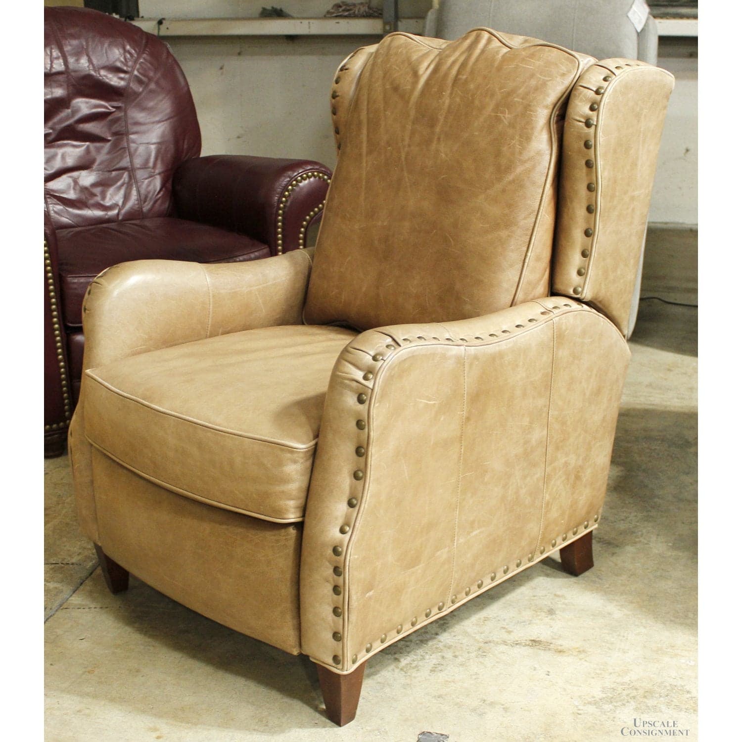 Bradington Young Tan Leather Recliner - Tan - Thumbnail 4
