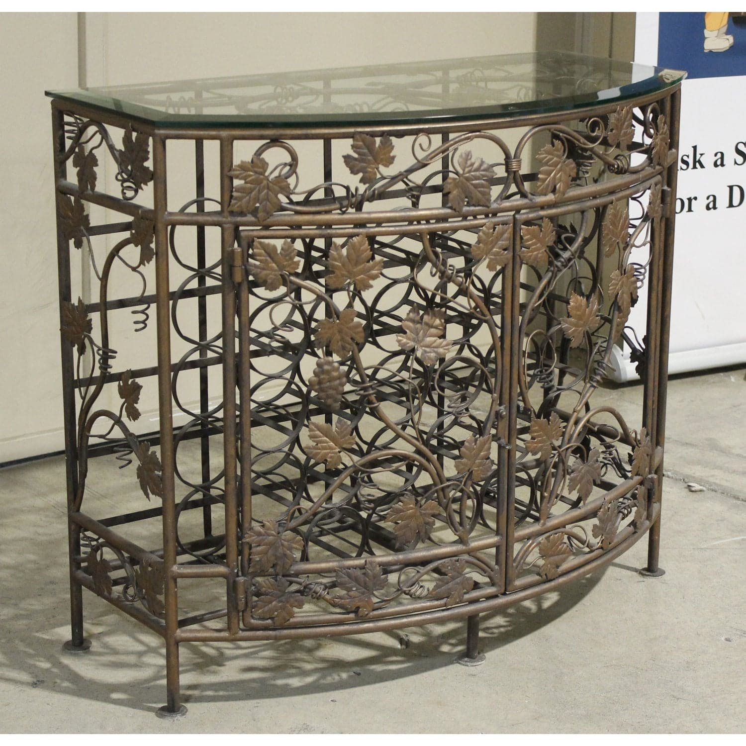 Metal Vines & Leaves Wine Cabinet - Bronze - Thumbnail 3