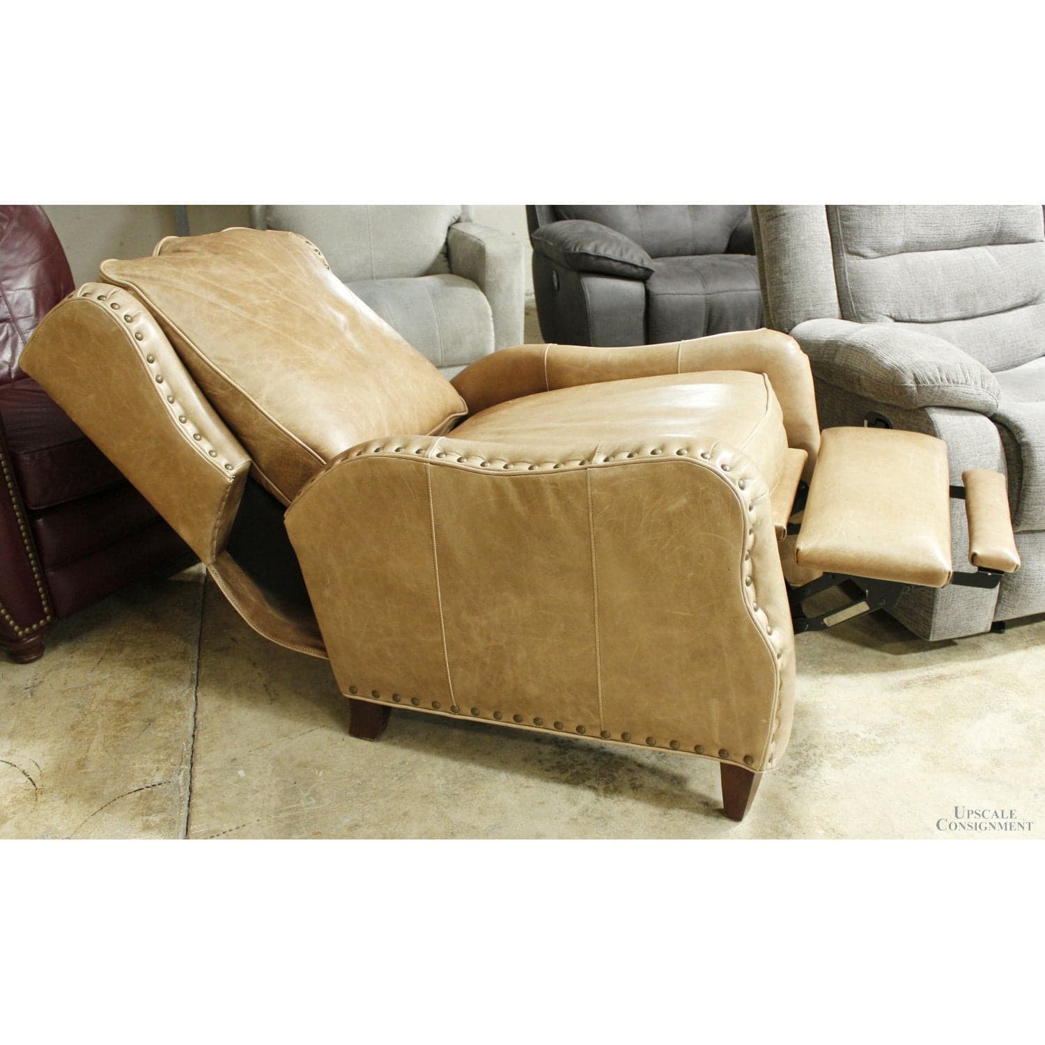 Bradington Young Tan Leather Recliner - Tan - Thumbnail 2