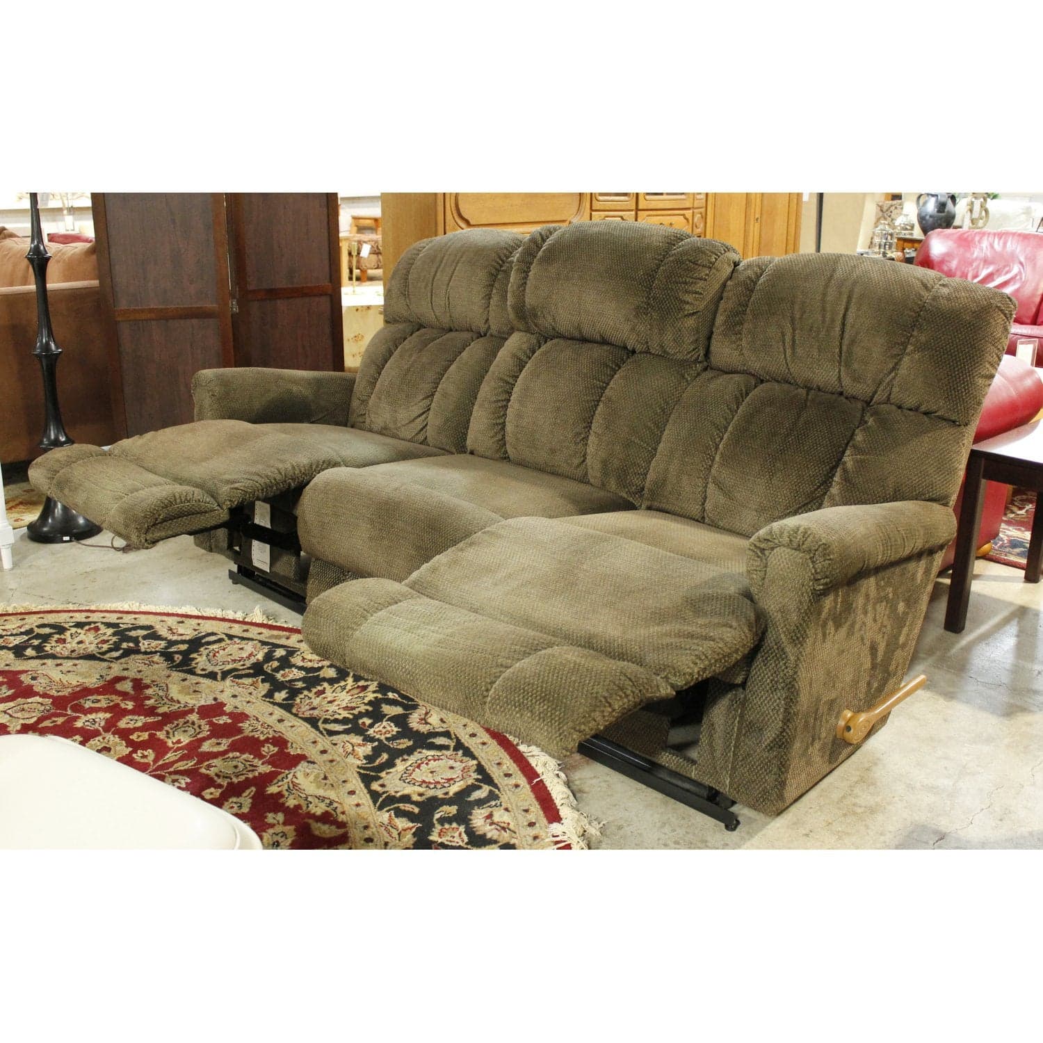 La-Z-Boy Moss Green Dual Reclining Sofa - Moss - Thumbnail 2