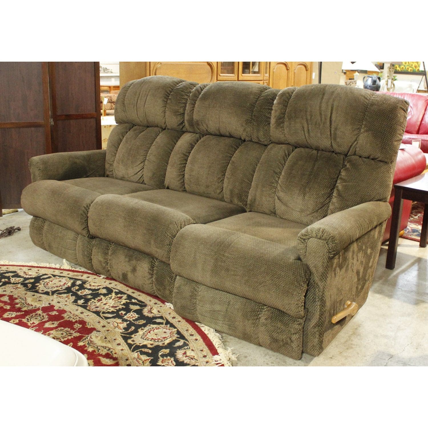 La-Z-Boy Moss Green Dual Reclining Sofa - Moss - Thumbnail 3