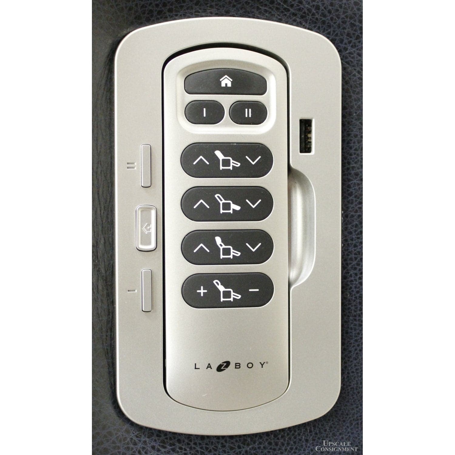 La-Z-Boy 'Rowan' Navy Leather Power Recliner w/Adj. Headrest & Lumbar - Blue - Thumbnail 6