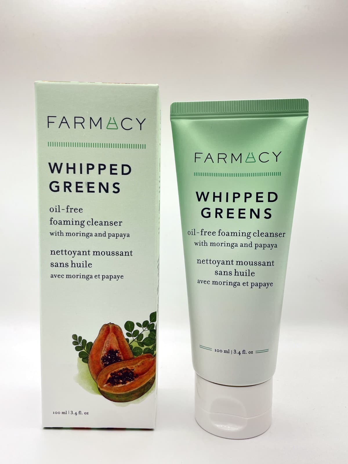 FARMACY WHIPPED GREENS Oil-Free Foaming Cleanser with Moringa and Papaya (100ml) - Image 1