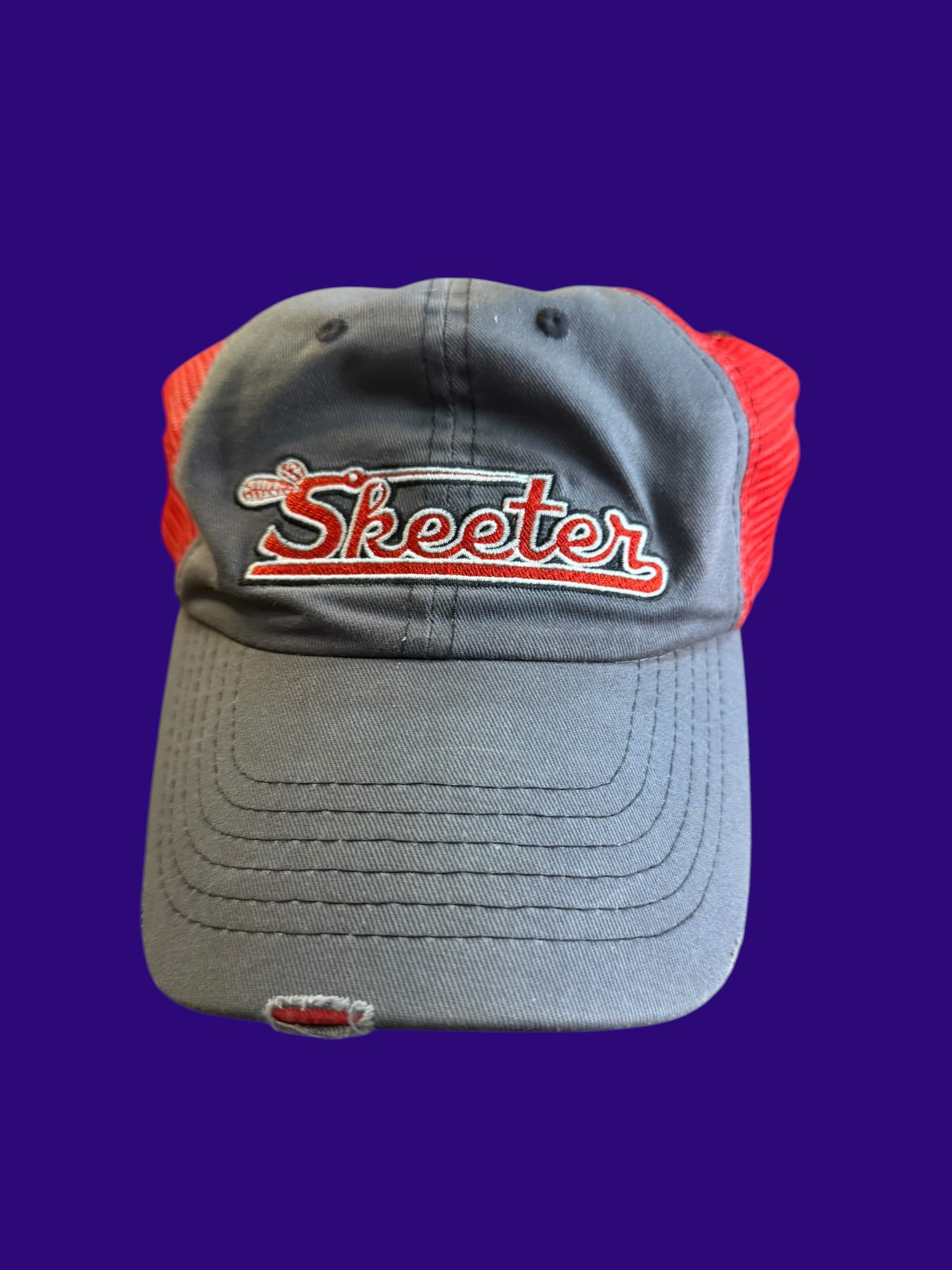 Vintage Skeeter Boats Trucker Hat K-Products Gray Red Mesh Fishing Snapback Cap - Image 1