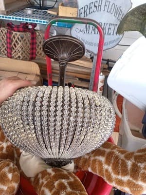 Antique Bronze Crystal Accents Chandelier Ceiling Fixture Traditional Round - Thumbnail 2