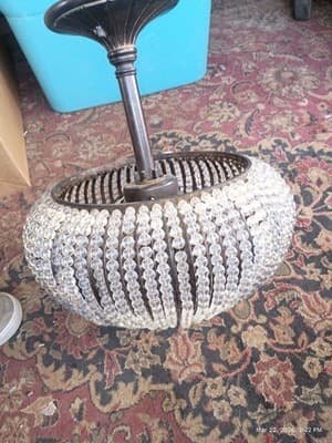 Antique Bronze Crystal Accents Chandelier Ceiling Fixture Traditional Round