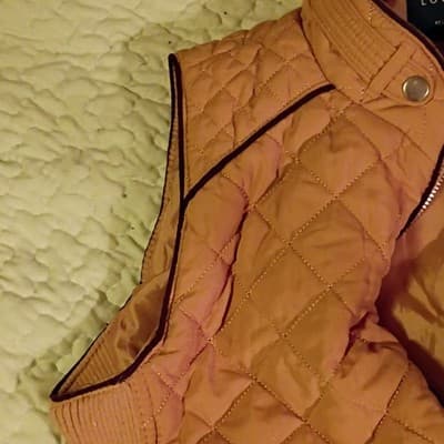 Love Tree Quilted Peach Vest Women’s Small Full Zip Pockets Diamond Pattern - Thumbnail 6