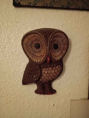 MCM Retro 1970s Molded Foam Owl Wall Decor Big Eye Kitschy Bird