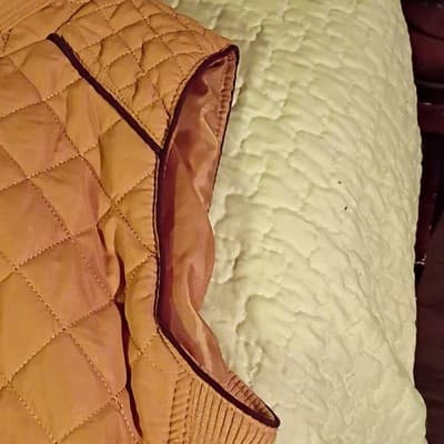 Love Tree Quilted Peach Vest Women’s Small Full Zip Pockets Diamond Pattern - Thumbnail 5