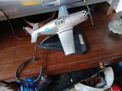 Vintage P-51 Mustang WWII Fighter Plane Push Button Landline Novelty Telephone