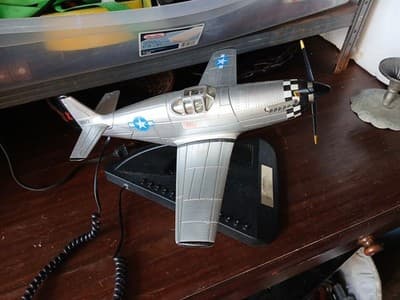 Vintage P-51 Mustang WWII Fighter Plane Push Button Landline Novelty Telephone - Thumbnail 2