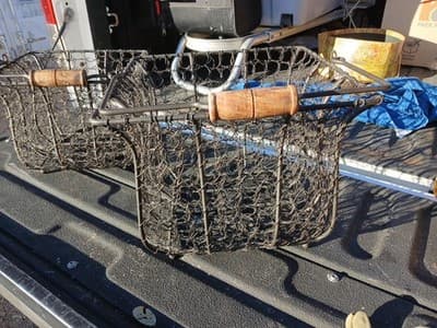 Rustic Large Heavy Wire Farmhouse Basket With Wooden Handles, 16” - Thumbnail 2