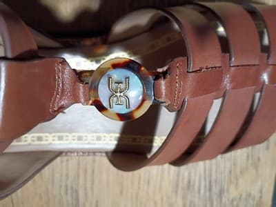 Sam Edelmon Wedged 3 Inch Ankle Strap Sandle With Gold Hardware - Thumbnail 6