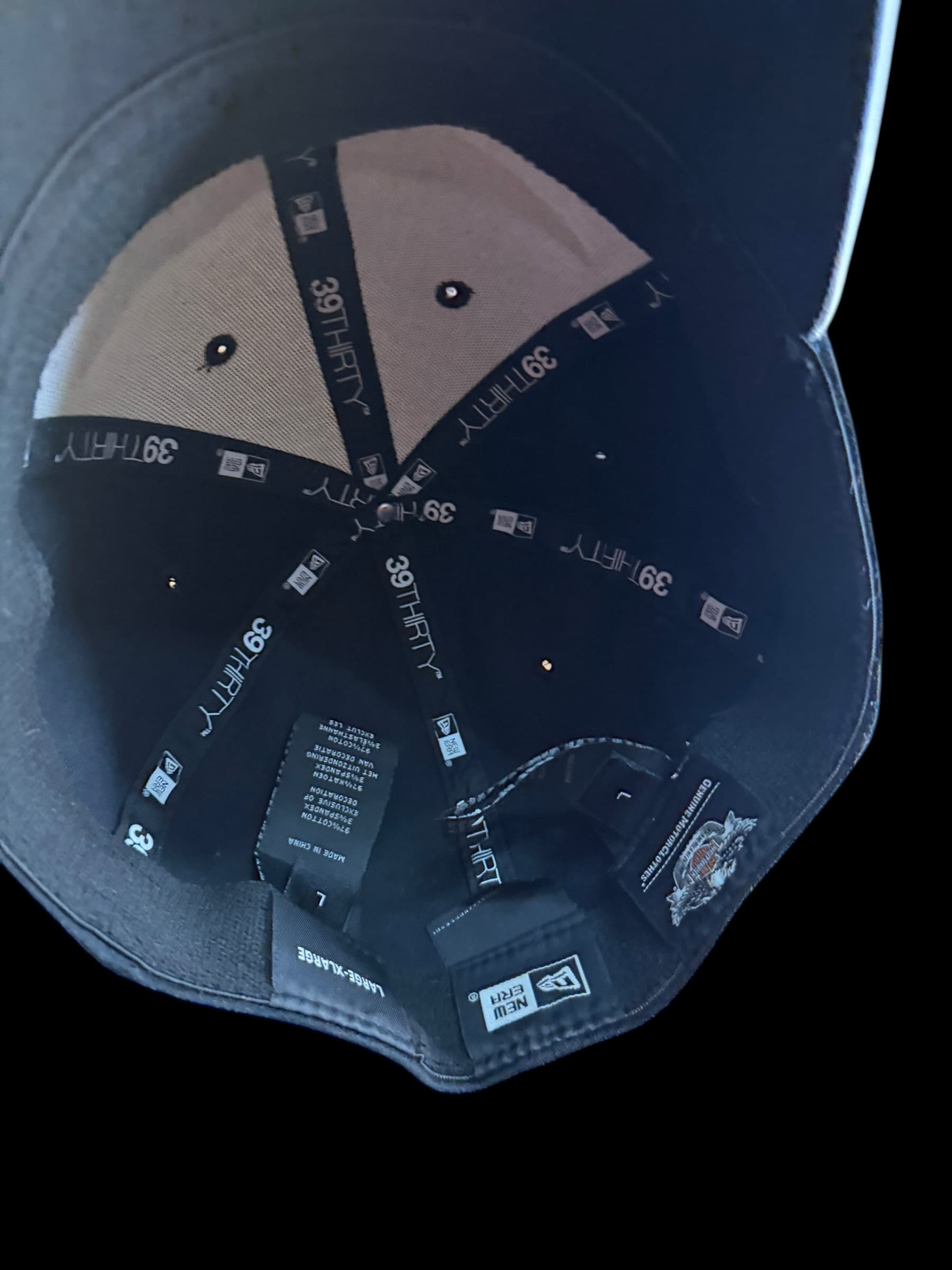 Harley-Davidson New Era 39THIRTY Winged Logo Flex Fit Hat Gray Black L/XL Used - Thumbnail 2