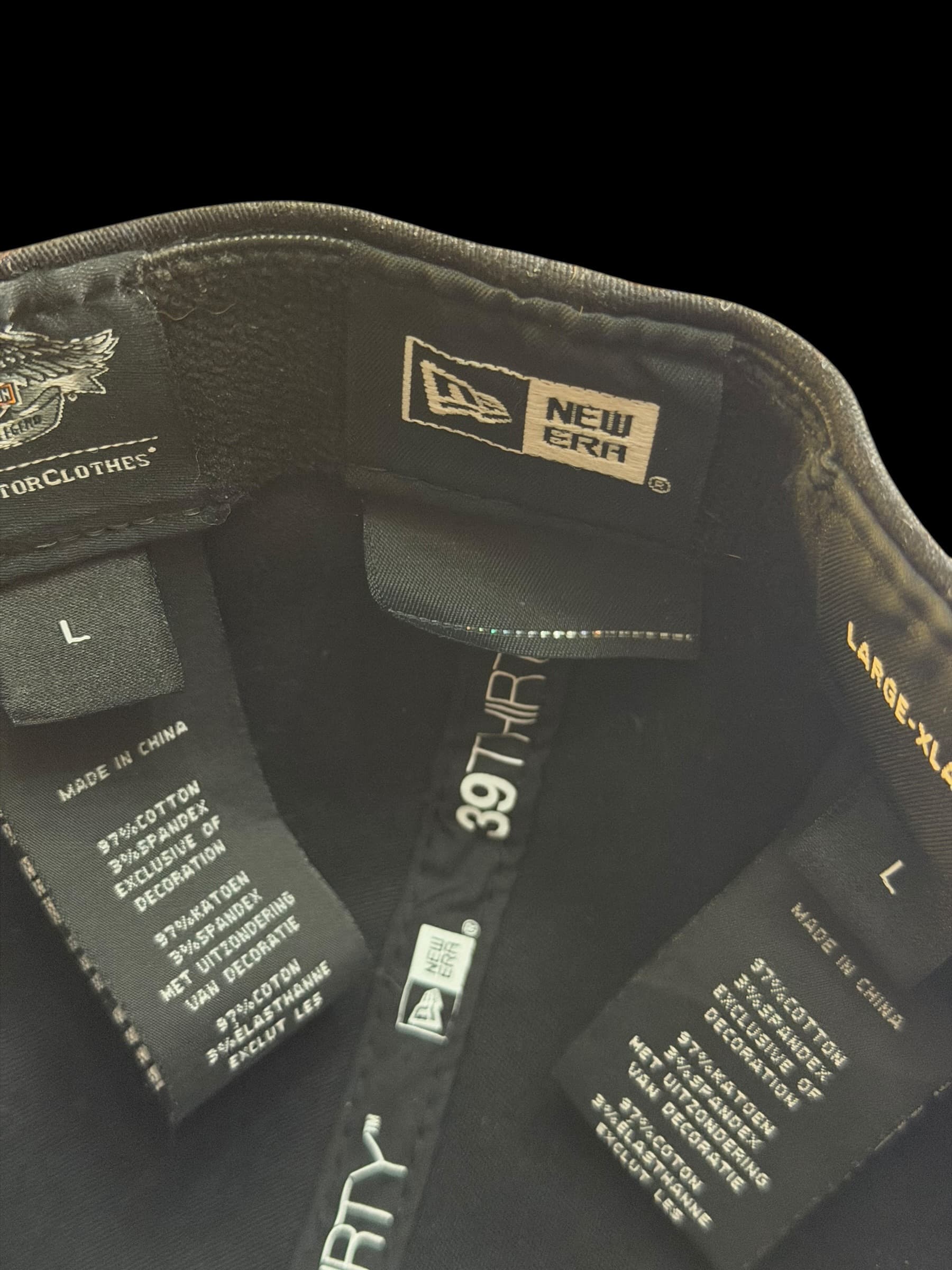 Harley-Davidson New Era 39THIRTY Winged Logo Flex Fit Hat Gray Black L/XL Used - Thumbnail 6