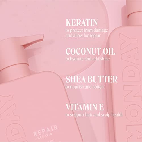 Monday Haircare Repair Shampoo with Keratin, Argan Oil & Cocoa Butter 354ml for Dry to Damaged & Depleted Hair 354 Ml 354ml - Thumbnail 3