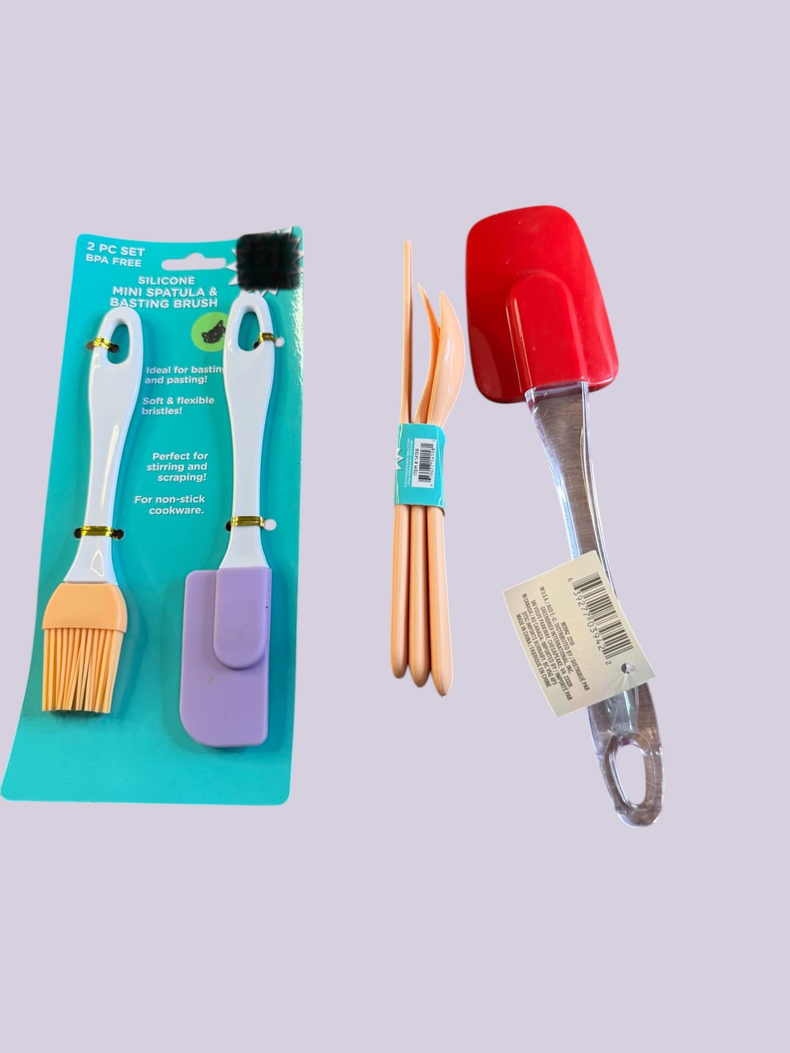 Silicone Spatula Basting Brush BPA Free Set + Red Spatula Kitchen Tools Lot - Thumbnail 2