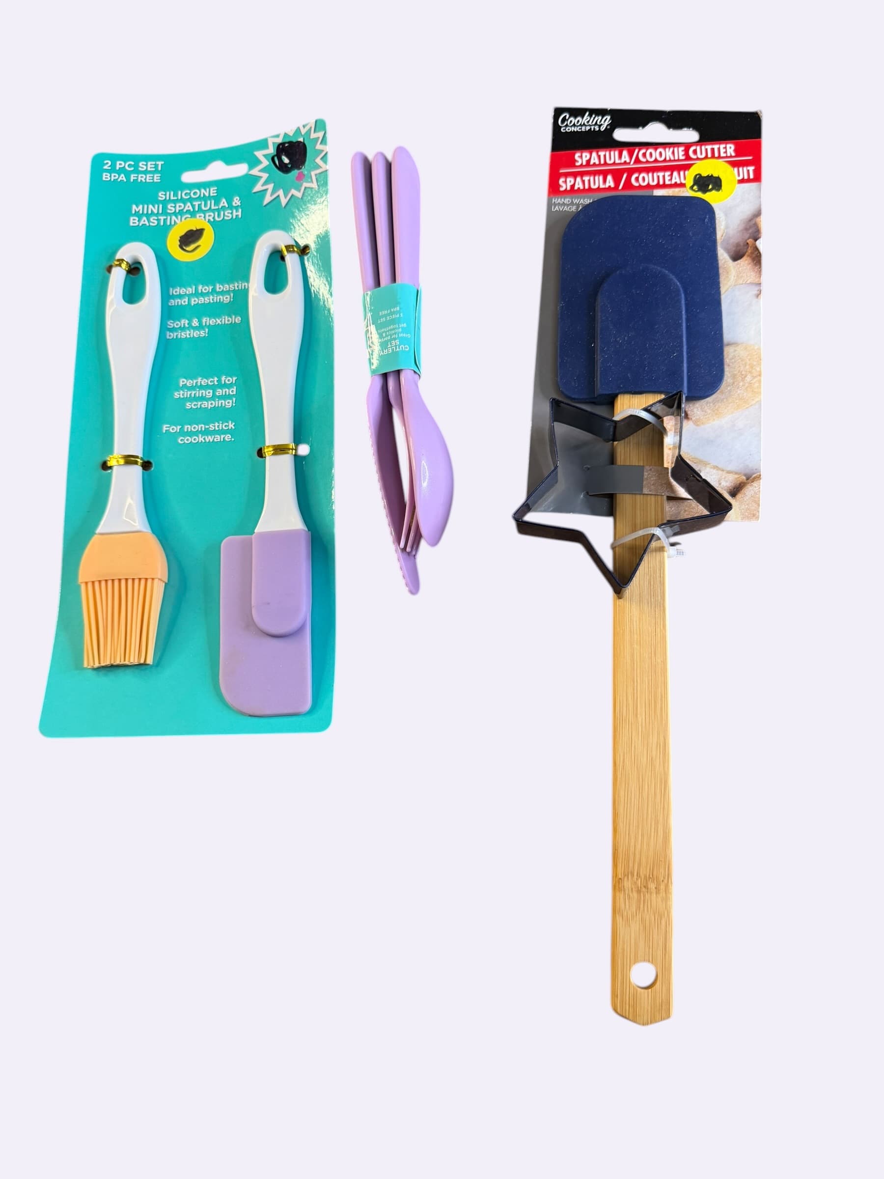 Cooking Concepts Spatula Cookie Cutter Bamboo + Silicone Brush BPA Free Lot - Image 1