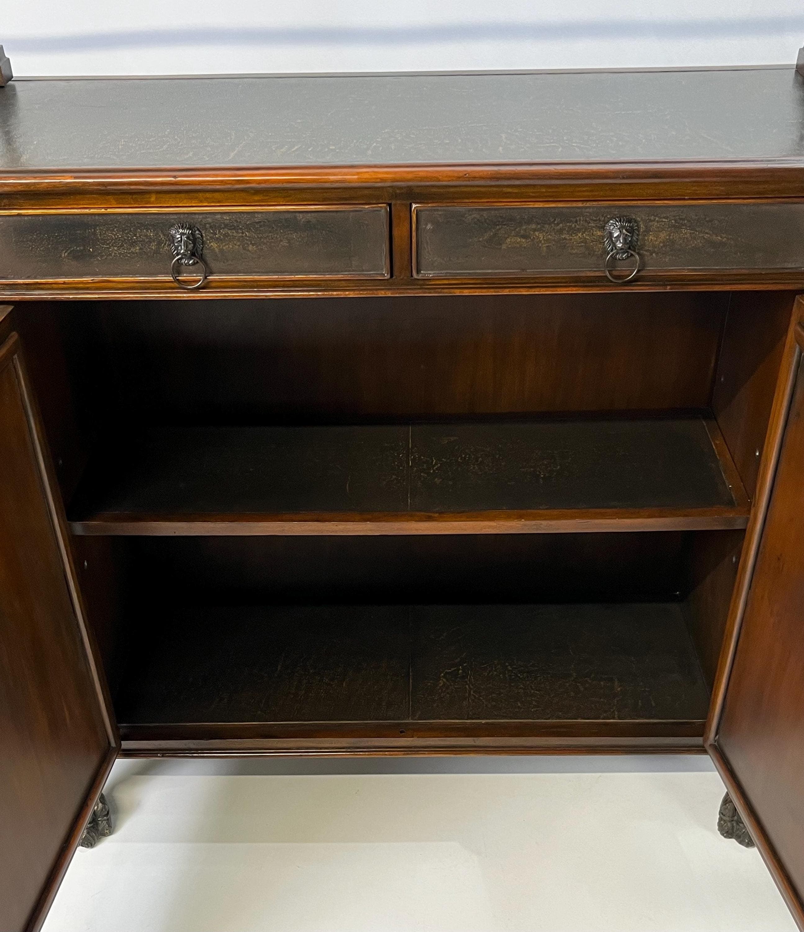 Theodore Alexander Attributed Regency Revival Leather-Top Sideboard With Gallery - Thumbnail 10