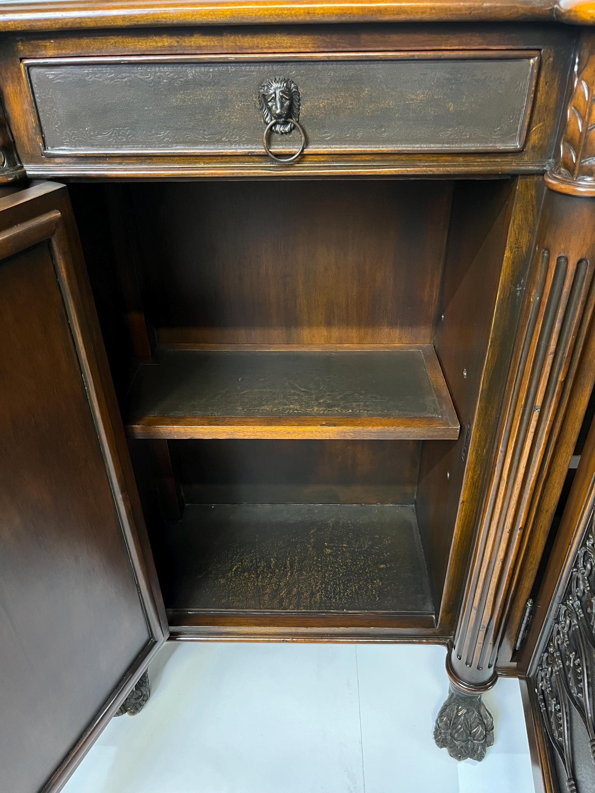 Theodore Alexander Attributed Regency Revival Leather-Top Sideboard With Gallery - Thumbnail 9