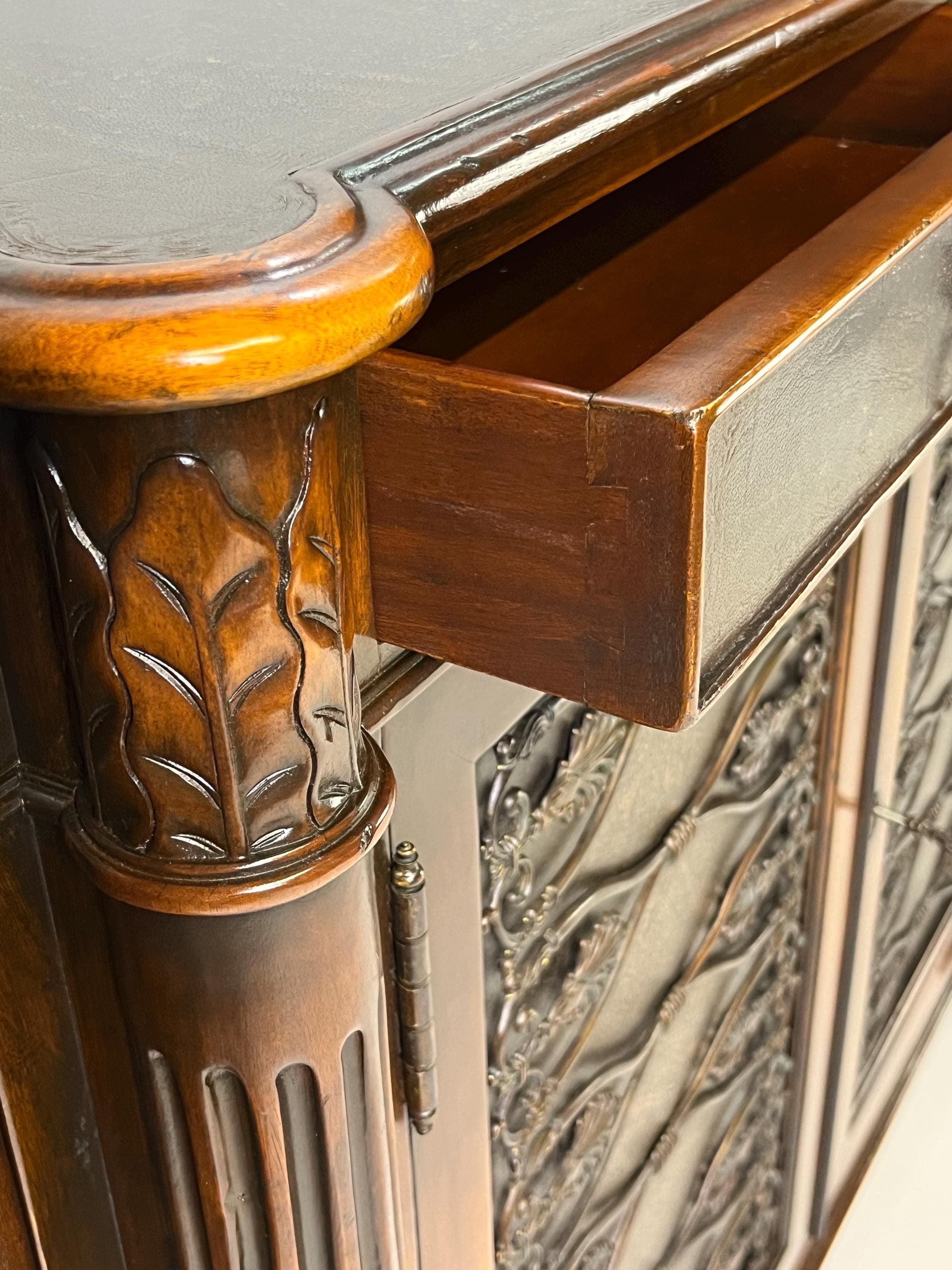 Theodore Alexander Attributed Regency Revival Leather-Top Sideboard With Gallery - Thumbnail 12