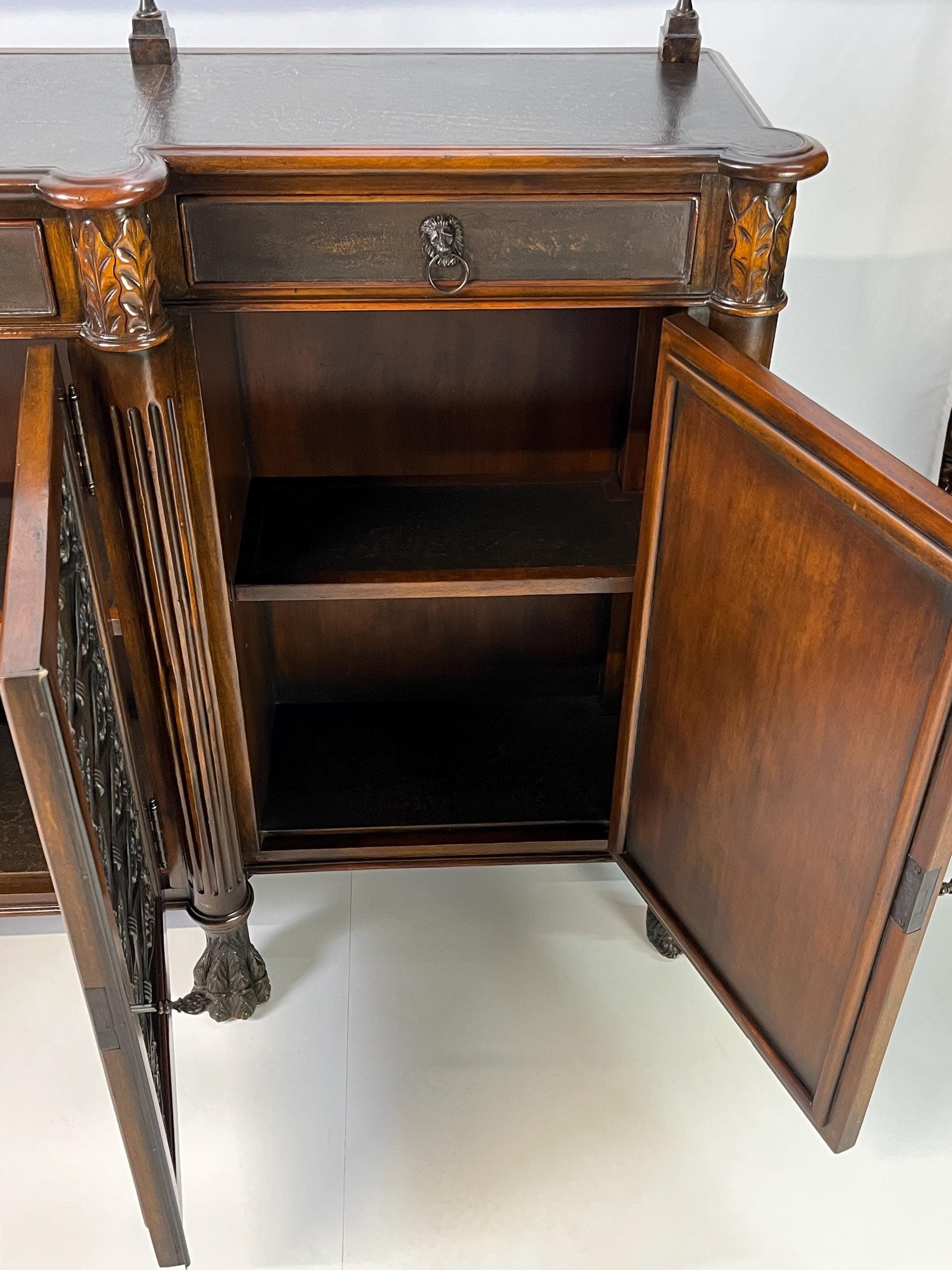 Theodore Alexander Attributed Regency Revival Leather-Top Sideboard With Gallery - Thumbnail 11