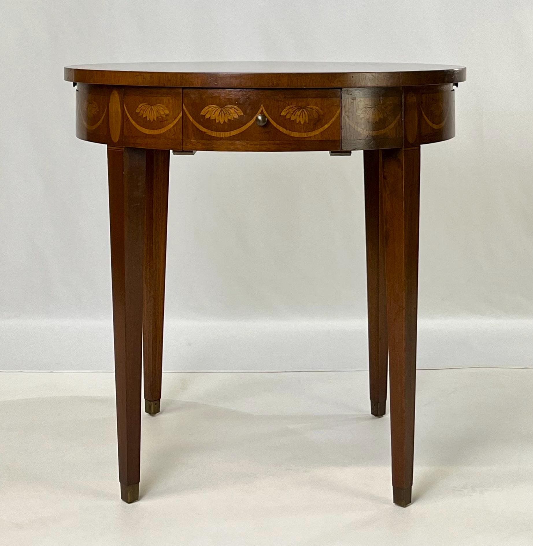 Baker Furniture Federal Style Mahogany Drum Table With Candle Slides - Thumbnail 6