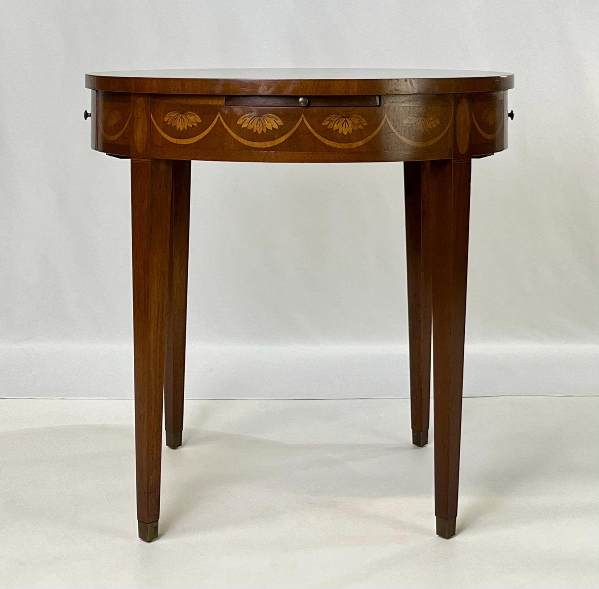 Baker Furniture Federal Style Mahogany Drum Table With Candle Slides - Thumbnail 4