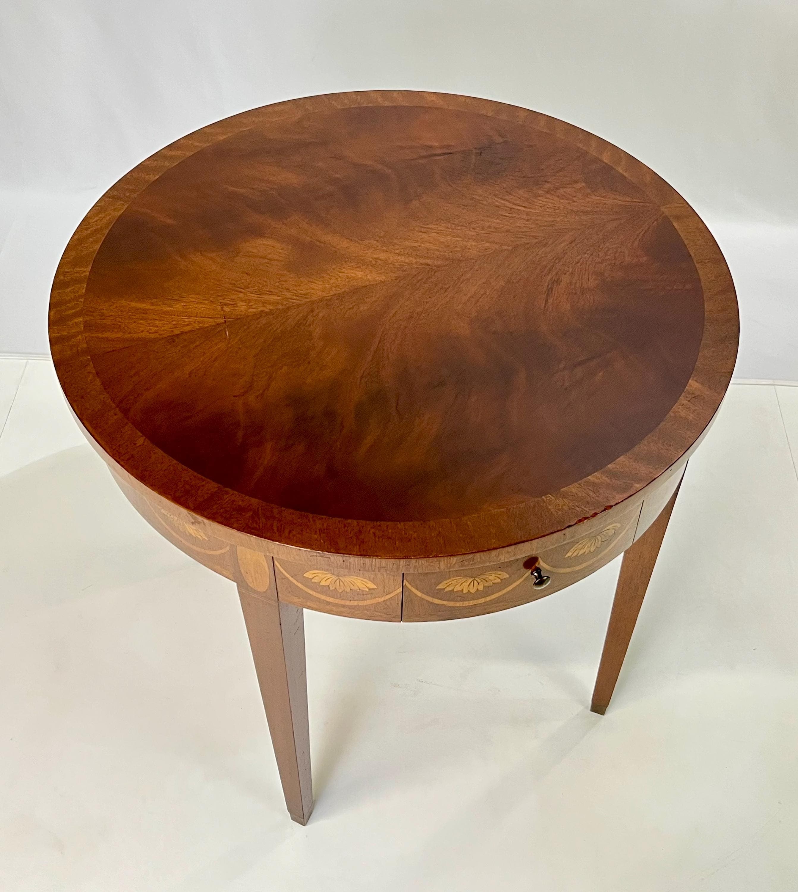 Baker Furniture Federal Style Mahogany Drum Table With Candle Slides - Thumbnail 3