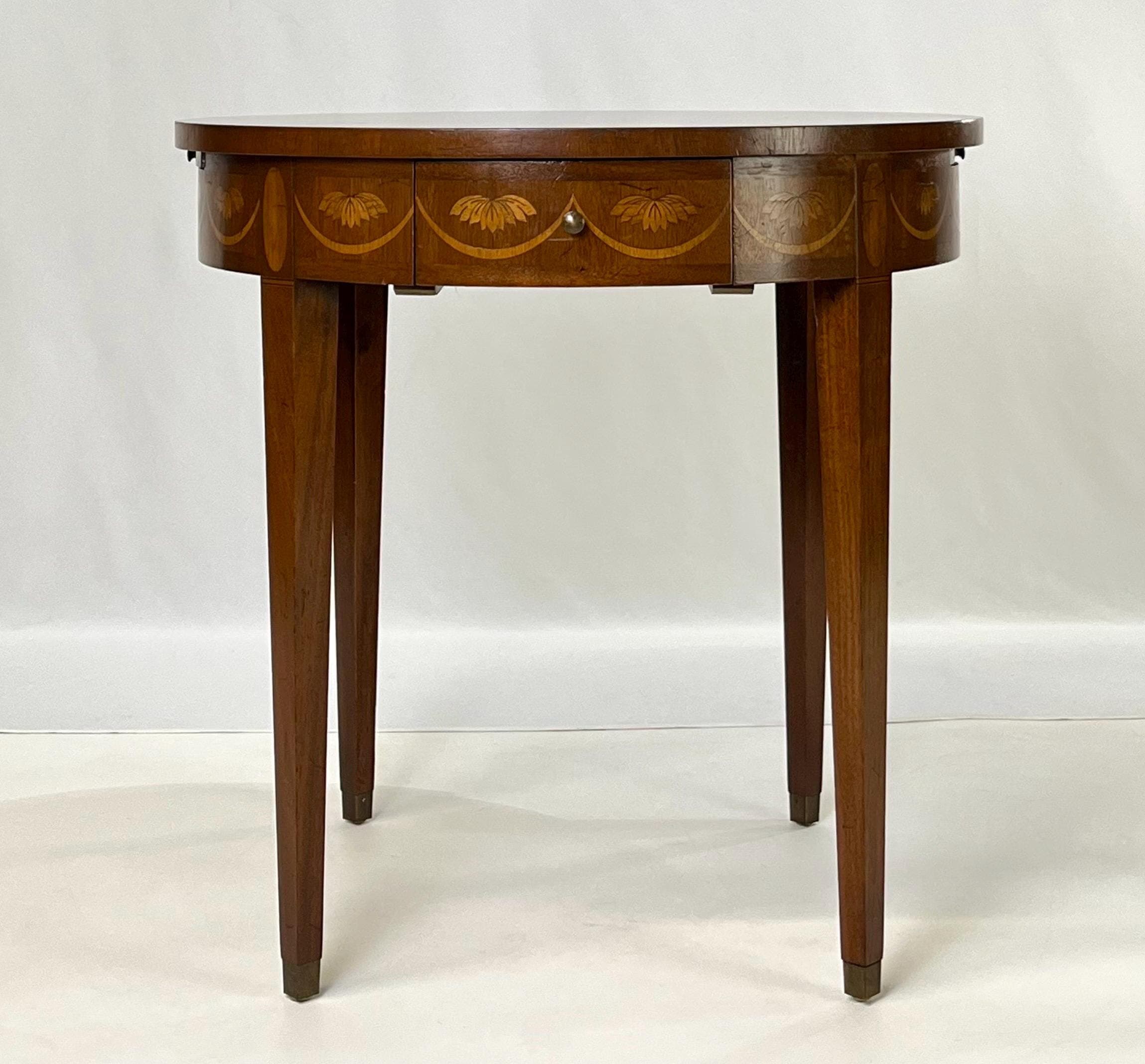 Baker Furniture Federal Style Mahogany Drum Table With Candle Slides - Thumbnail 8