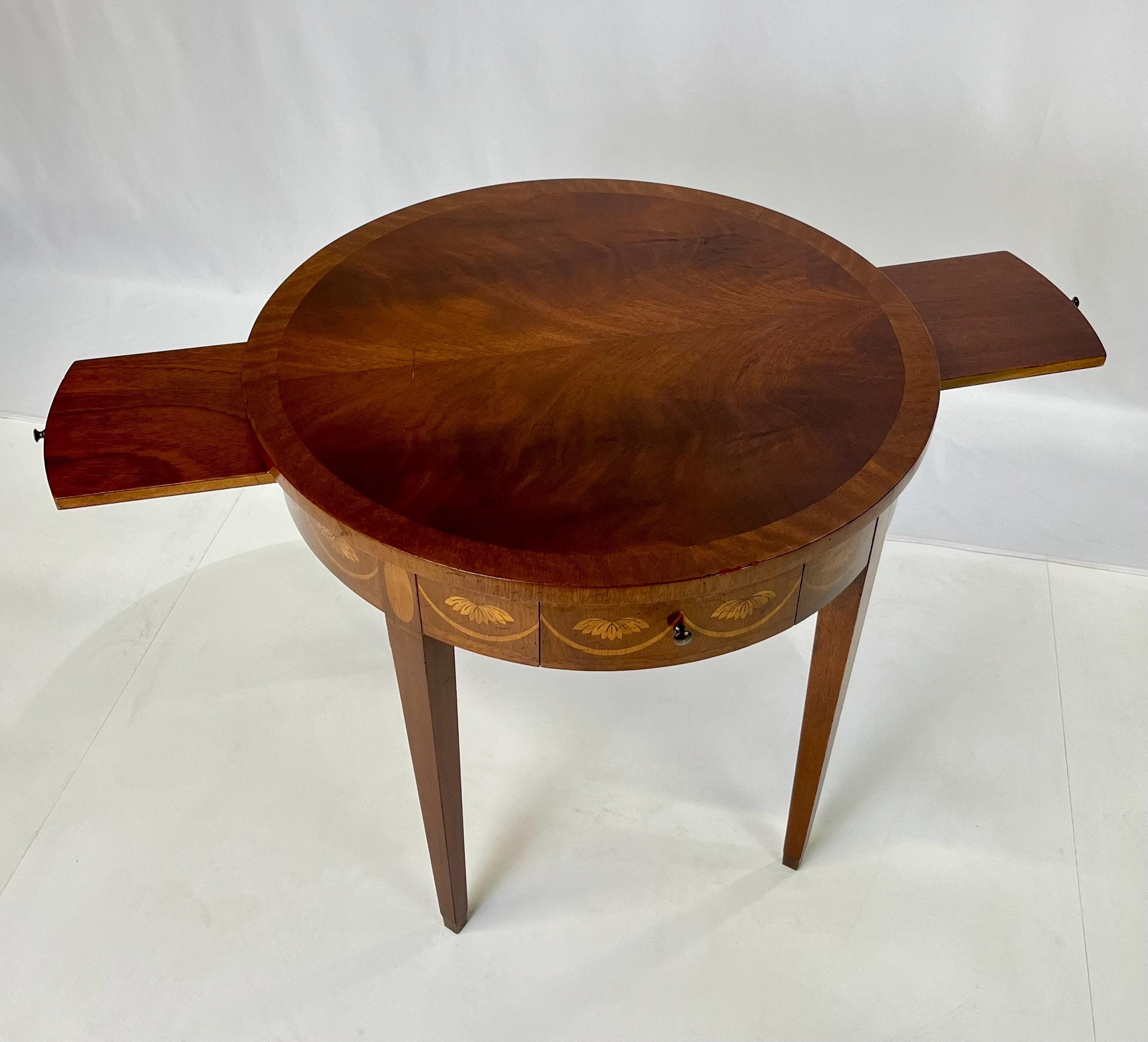 Baker Furniture Federal Style Mahogany Drum Table With Candle Slides - Thumbnail 5