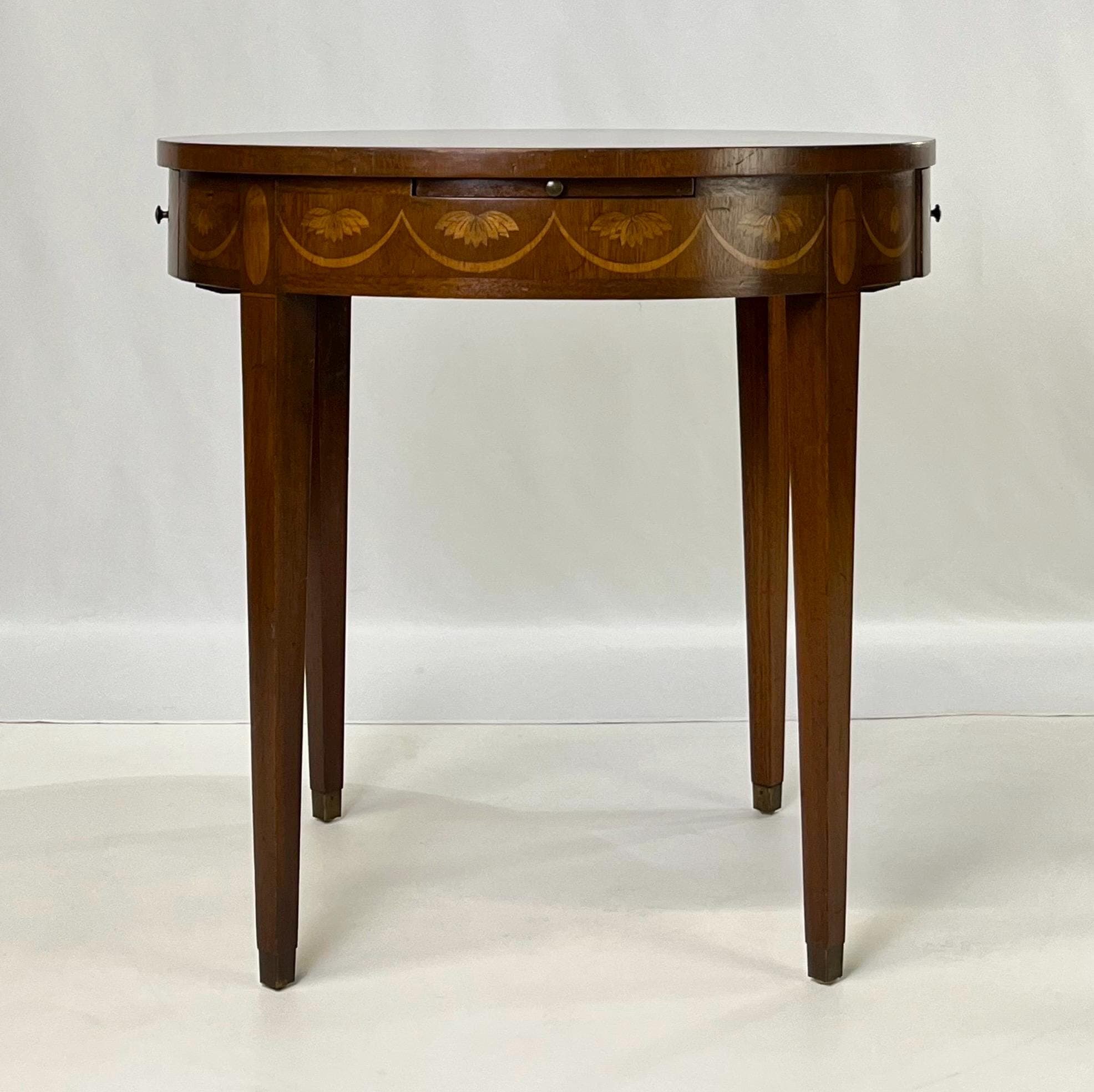 Baker Furniture Federal Style Mahogany Drum Table With Candle Slides - Thumbnail 10