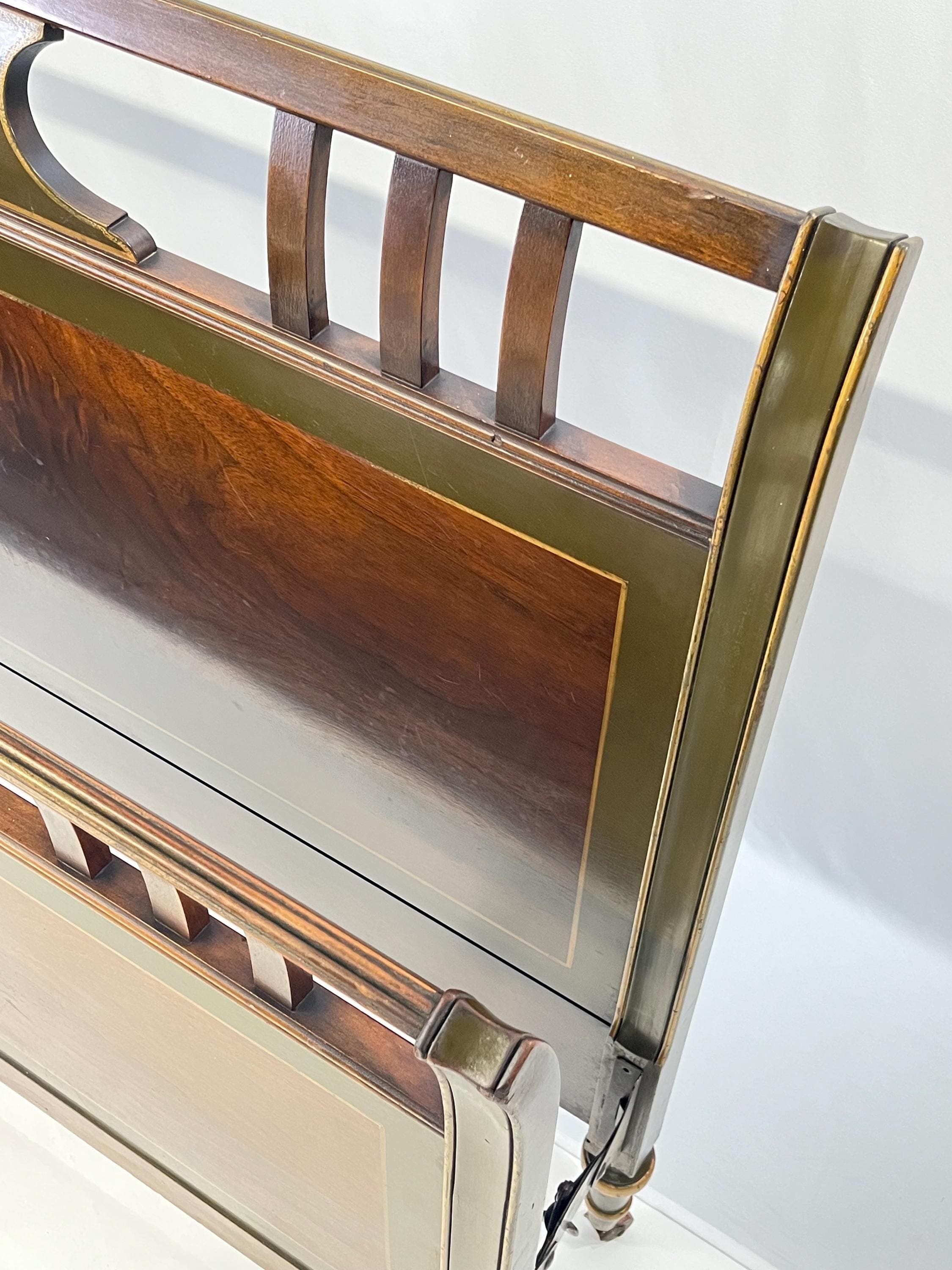 Neoclassical Sligh Furniture Walnut Burl & Hand-Painted Full Bed - Thumbnail 9