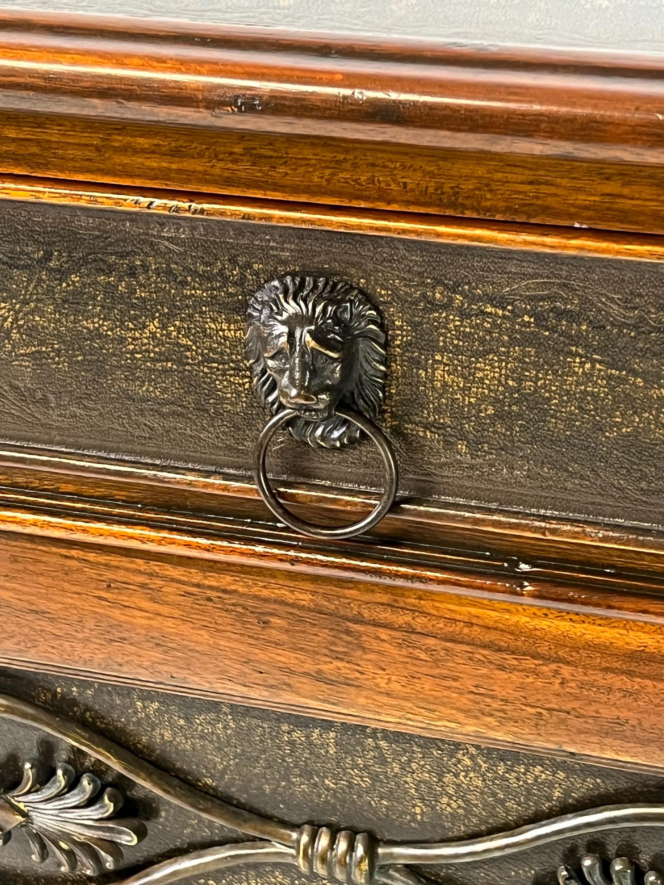 Theodore Alexander Attributed Regency Revival Leather-Top Sideboard With Gallery - Thumbnail 14