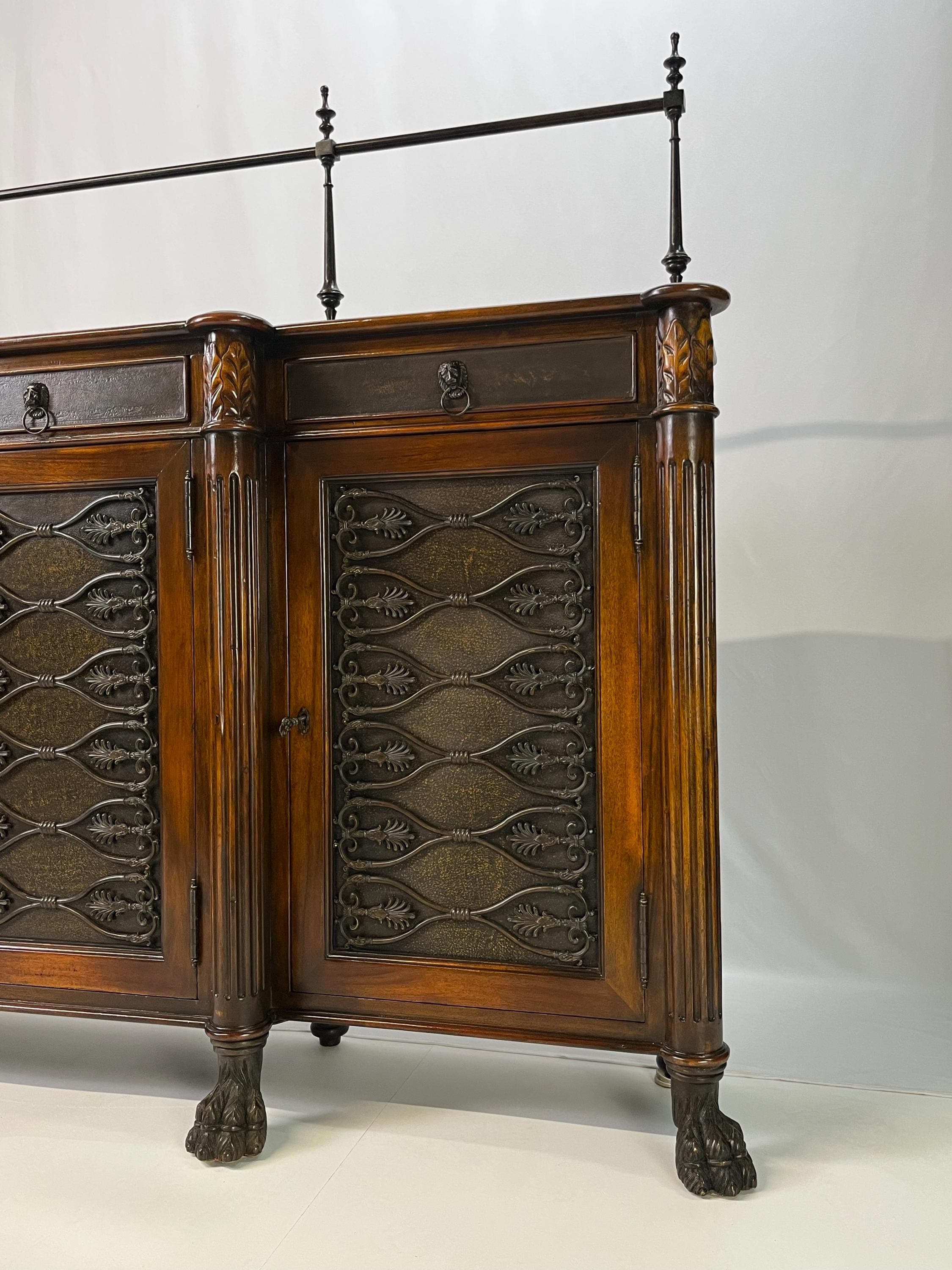 Theodore Alexander Attributed Regency Revival Leather-Top Sideboard With Gallery - Thumbnail 13