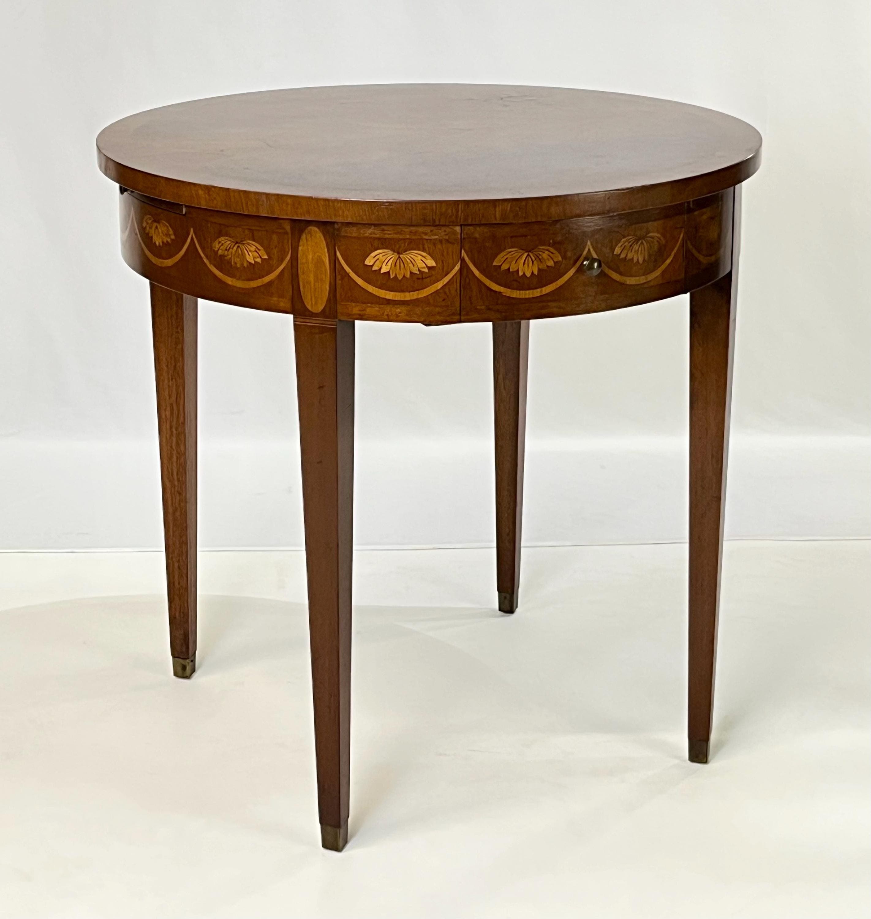 Baker Furniture Federal Style Mahogany Drum Table With Candle Slides - Image 1