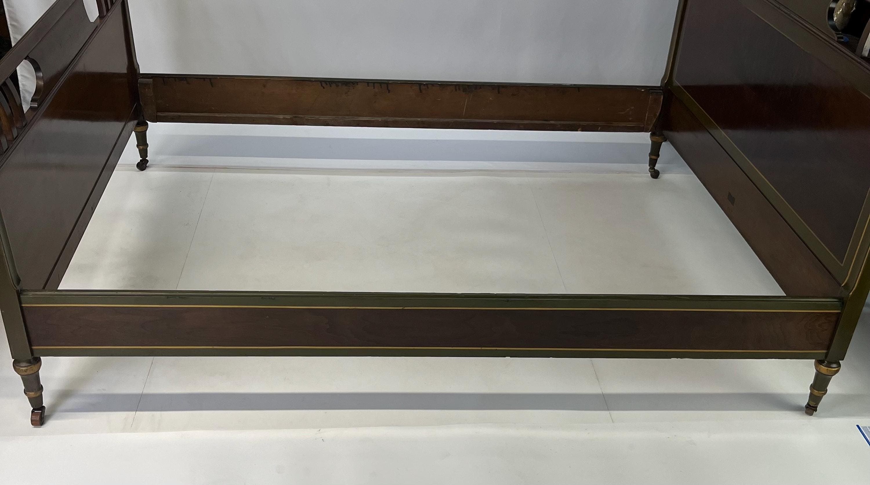 Neoclassical Sligh Furniture Walnut Burl & Hand-Painted Full Bed - Thumbnail 13